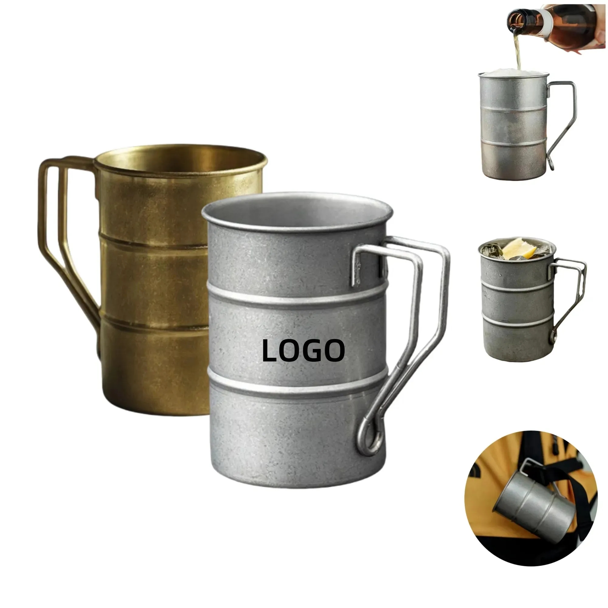 Vintage Frosted Stainless Steel Camping Mug 2