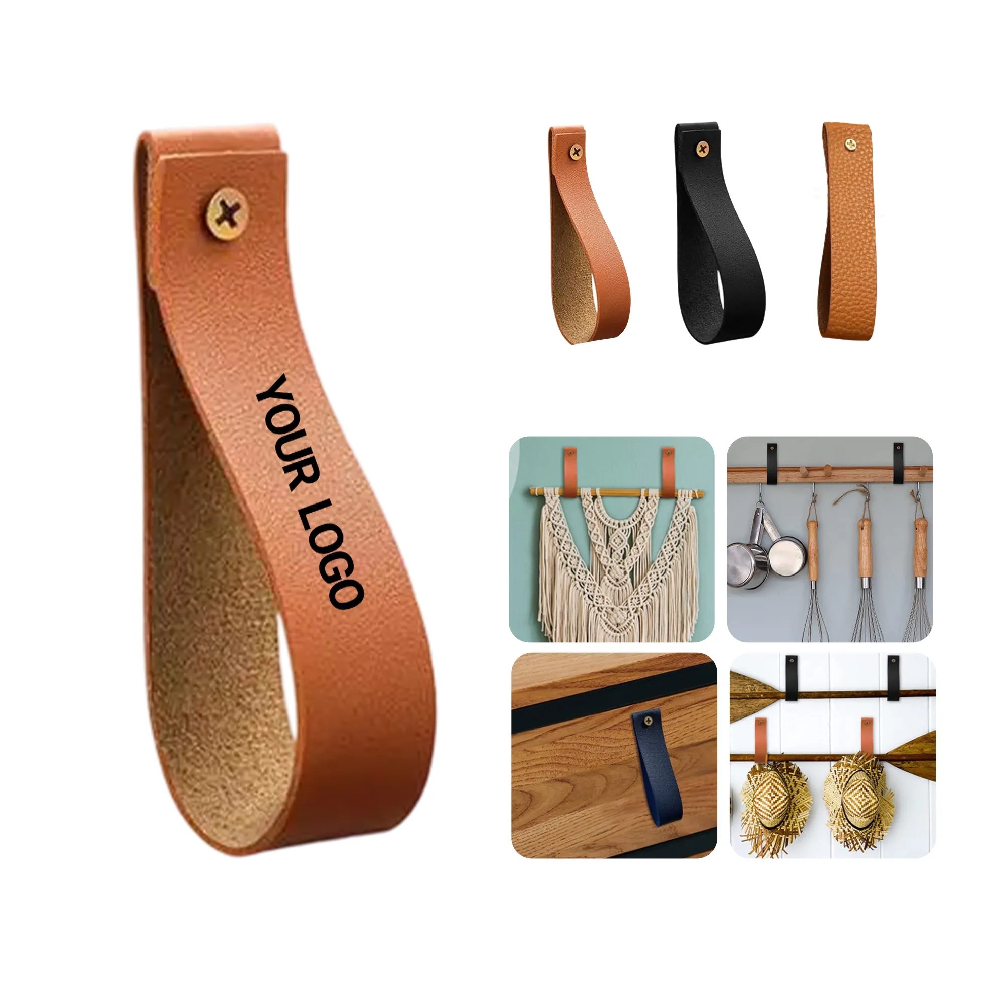 PU Leather Hanging Strap Hook for Living Room Use 1