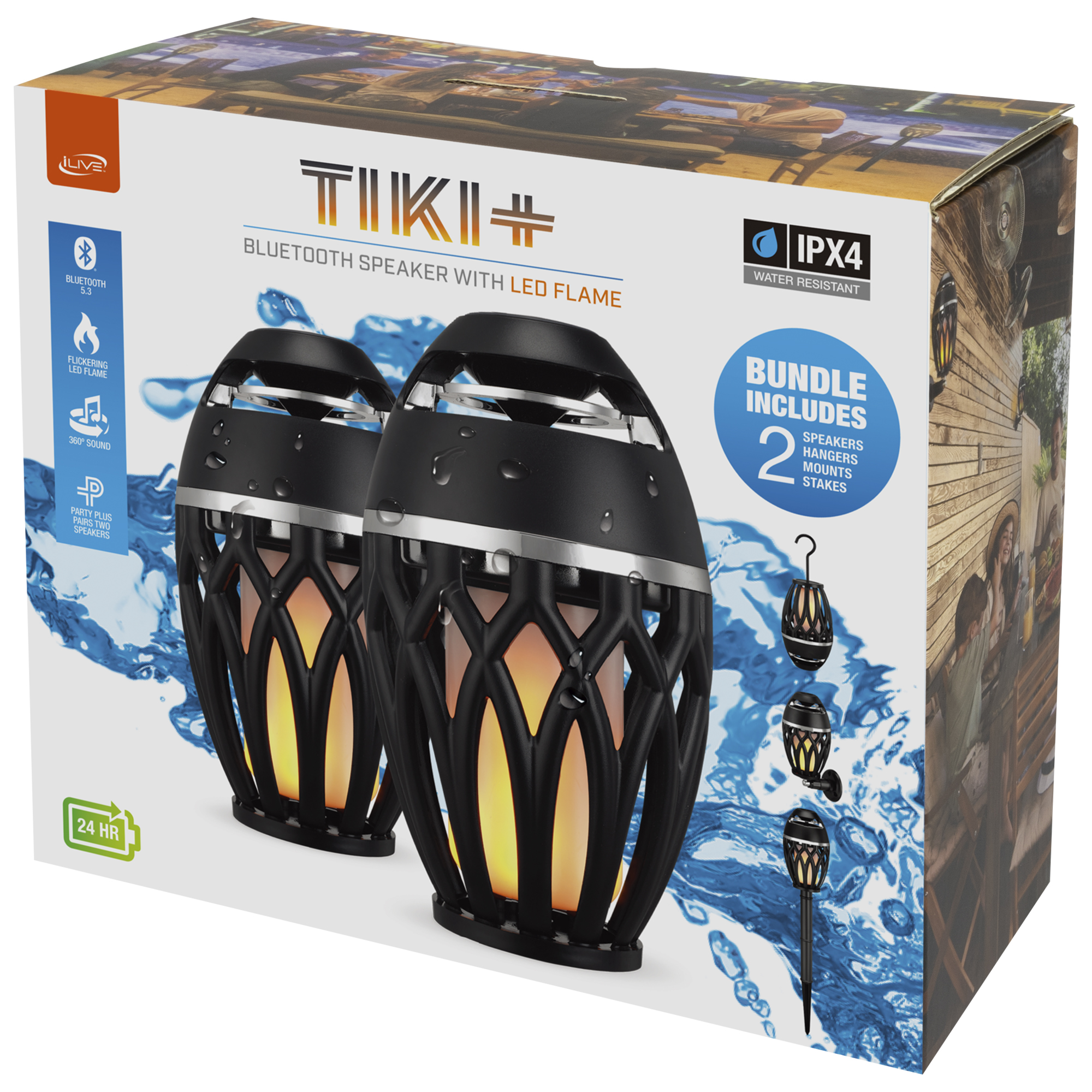 iLive™ Tiki & Bluetooth Speakers with LED Flame 4