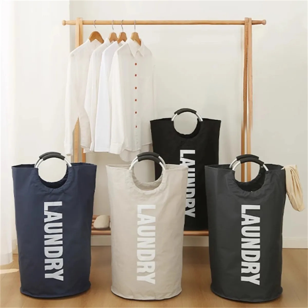 115L Laundry Basket Waterproof Hamper Bag with Handles 3