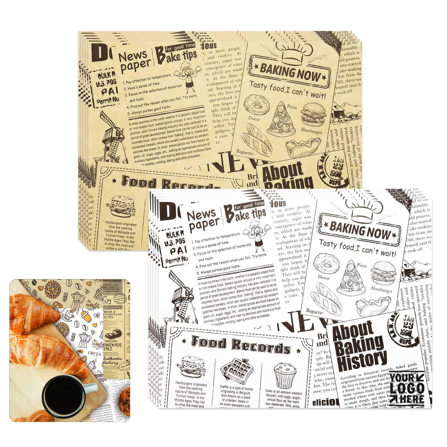 10"x14" Sandwich Wrapping Greaseproof Food Sheet Bread Rolls Deli Paper Liner 2