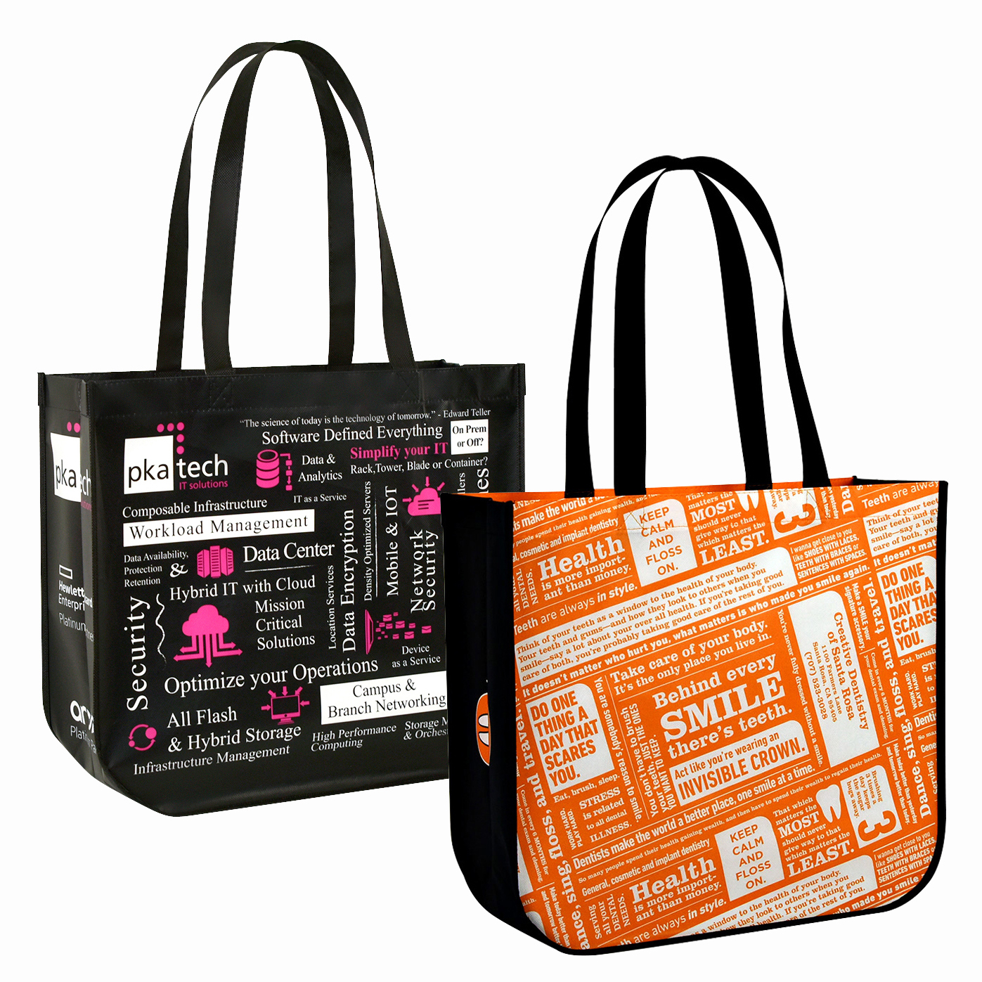 Custom Full-Color Laminated Non-Woven Round Cornered Promotional Tote Bag 16"x14"x6" 1