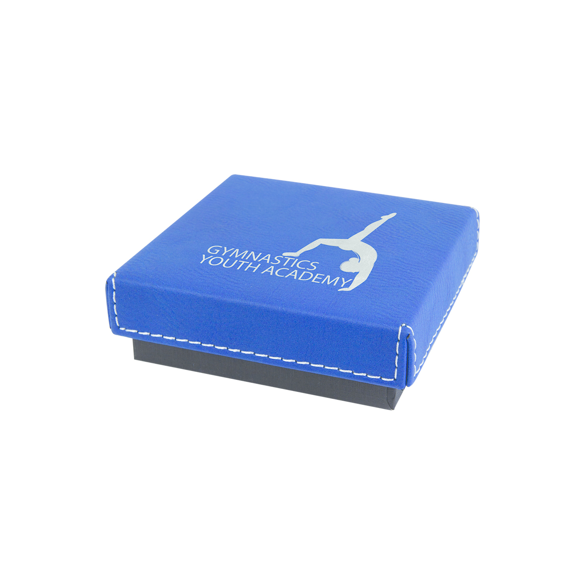 3 1/2" x 3 1/2" Blue/Silver Leatherette Medal Box