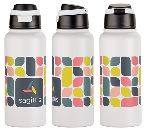Cabrio 32 oz Recycled Stainless Steel Vacuum Insulated Bottle, custom water bottle with logo imprint 36