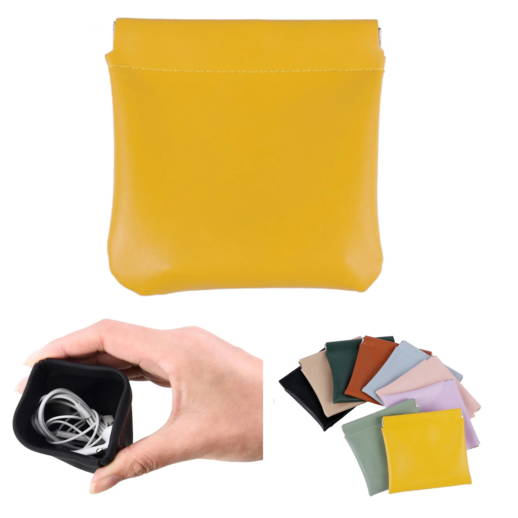 Snap Spring Closure PU Earphone Pouch 4