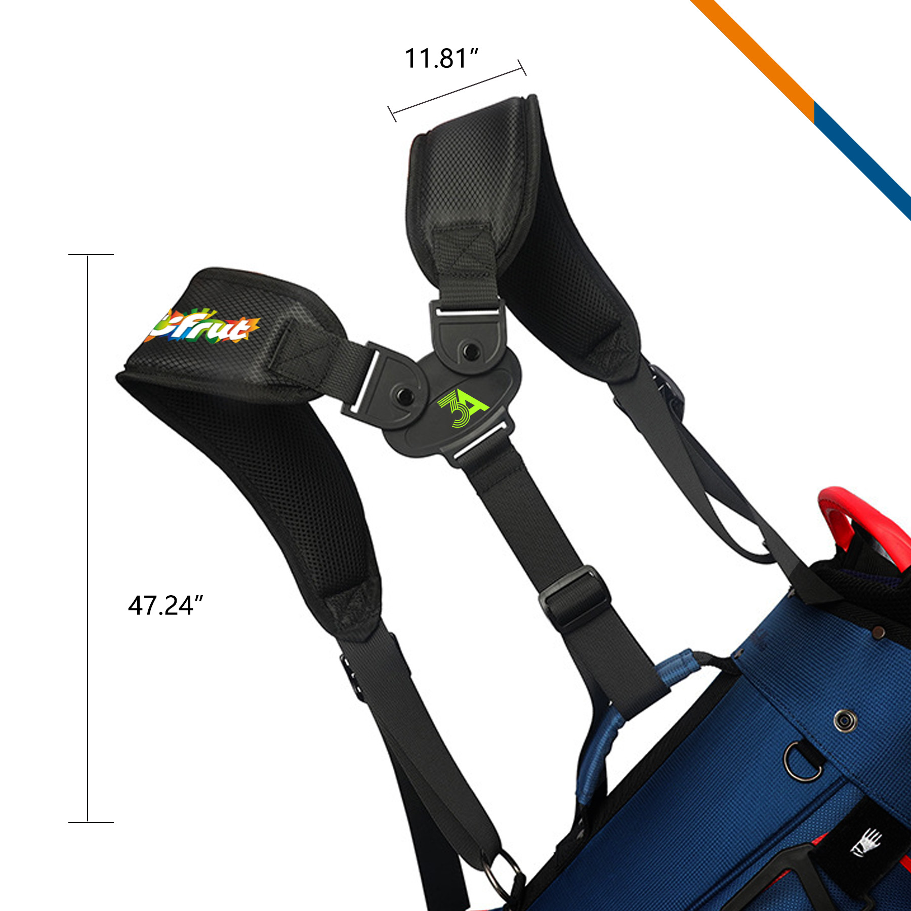 Zevio Adjustable Golf Bag Dual Shoulder Strap 3