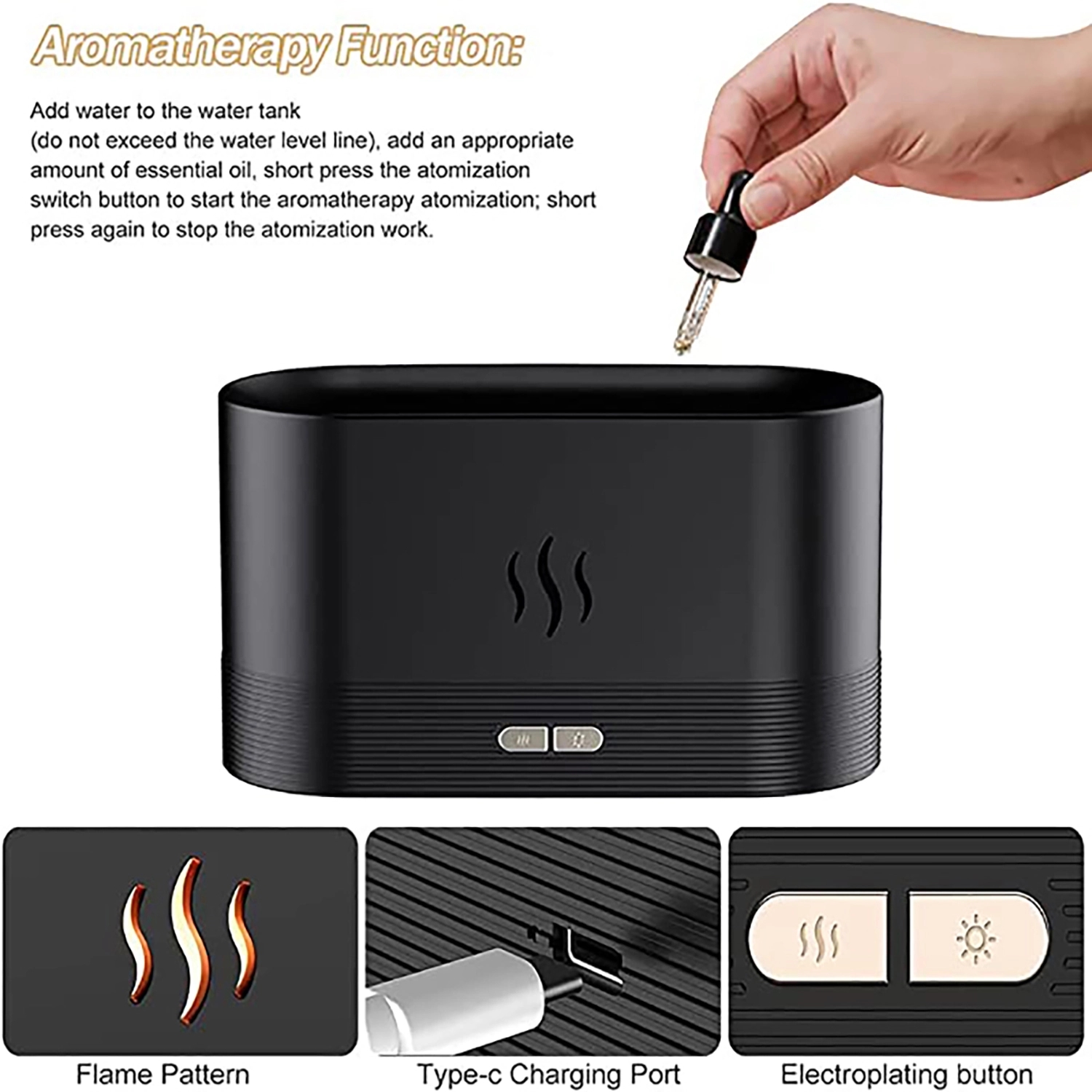 Flame Aroma Diffuser Cool Mist Humidifier 3