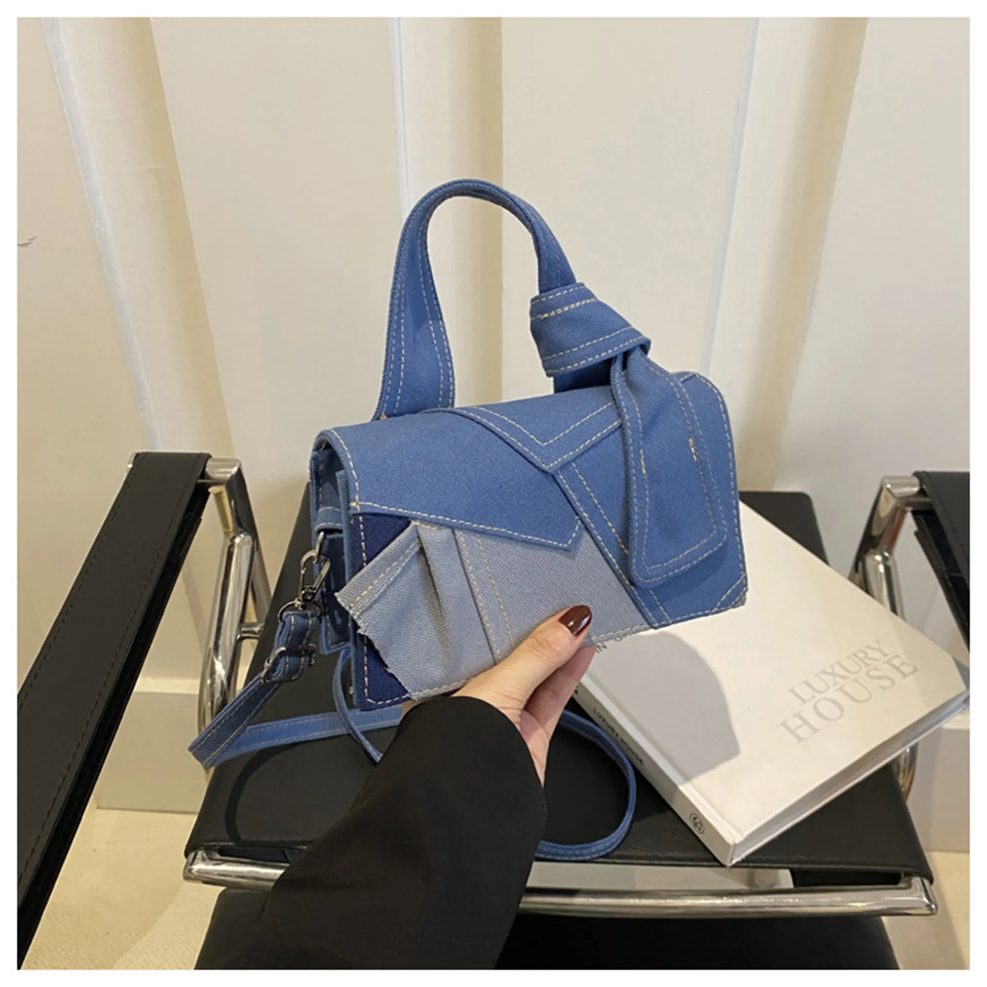 Denim Patchwork Crossbody Bag 11
