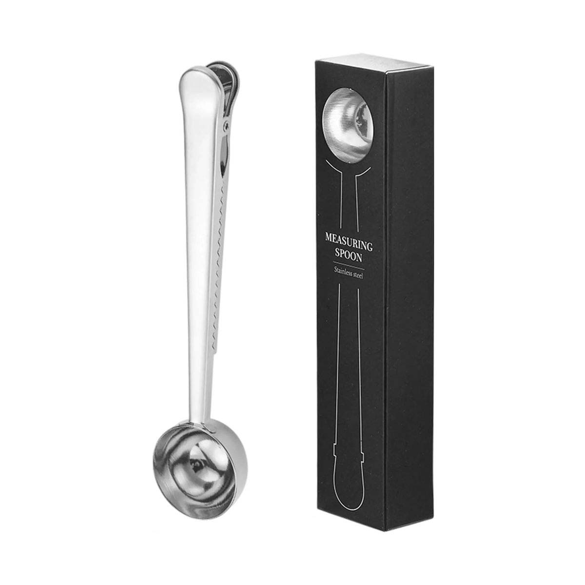 Polished Stainless Steel Coffee Spoon and Clip 8