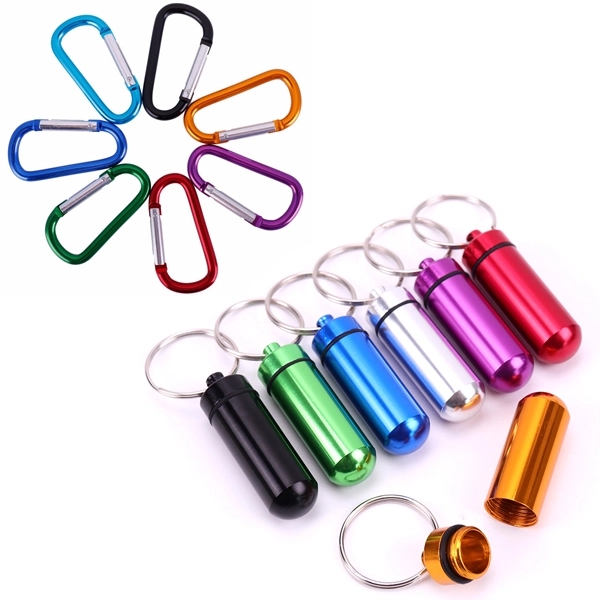 Aluminium Capsule Case Keyring with Carabiner 2