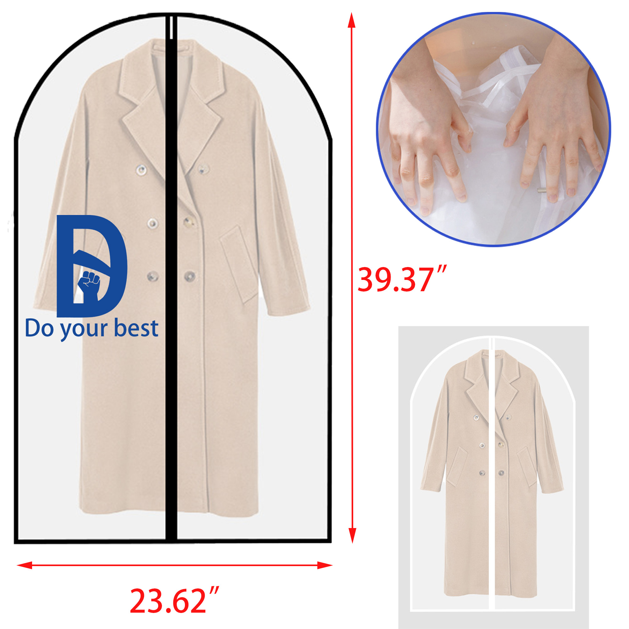 Washable Clear Garment Bag for Storage and Travel 2