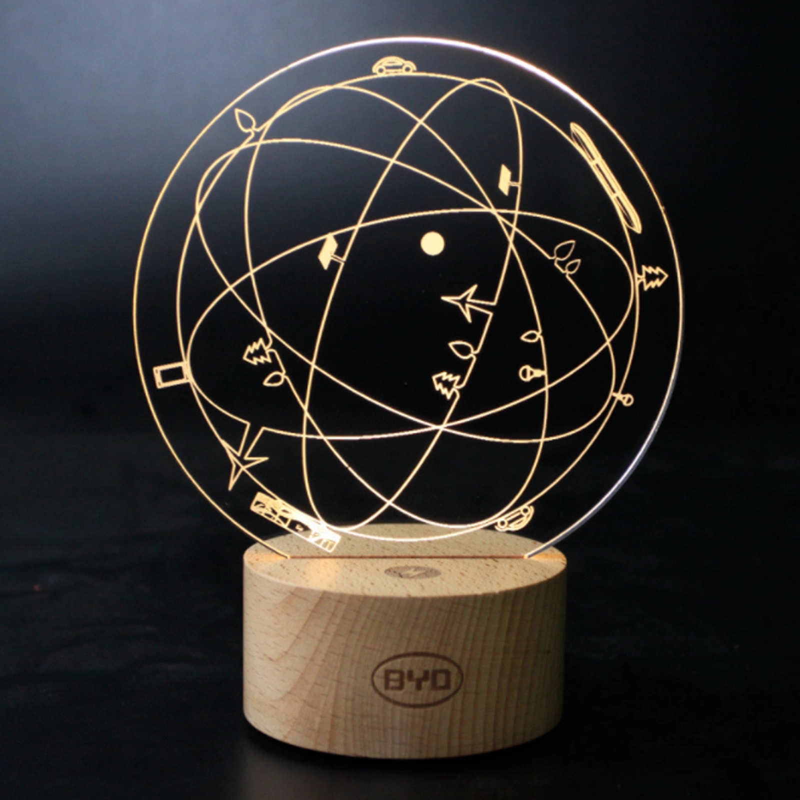 Custom Made To Order 3D LED Lamp With Wood Base 6
