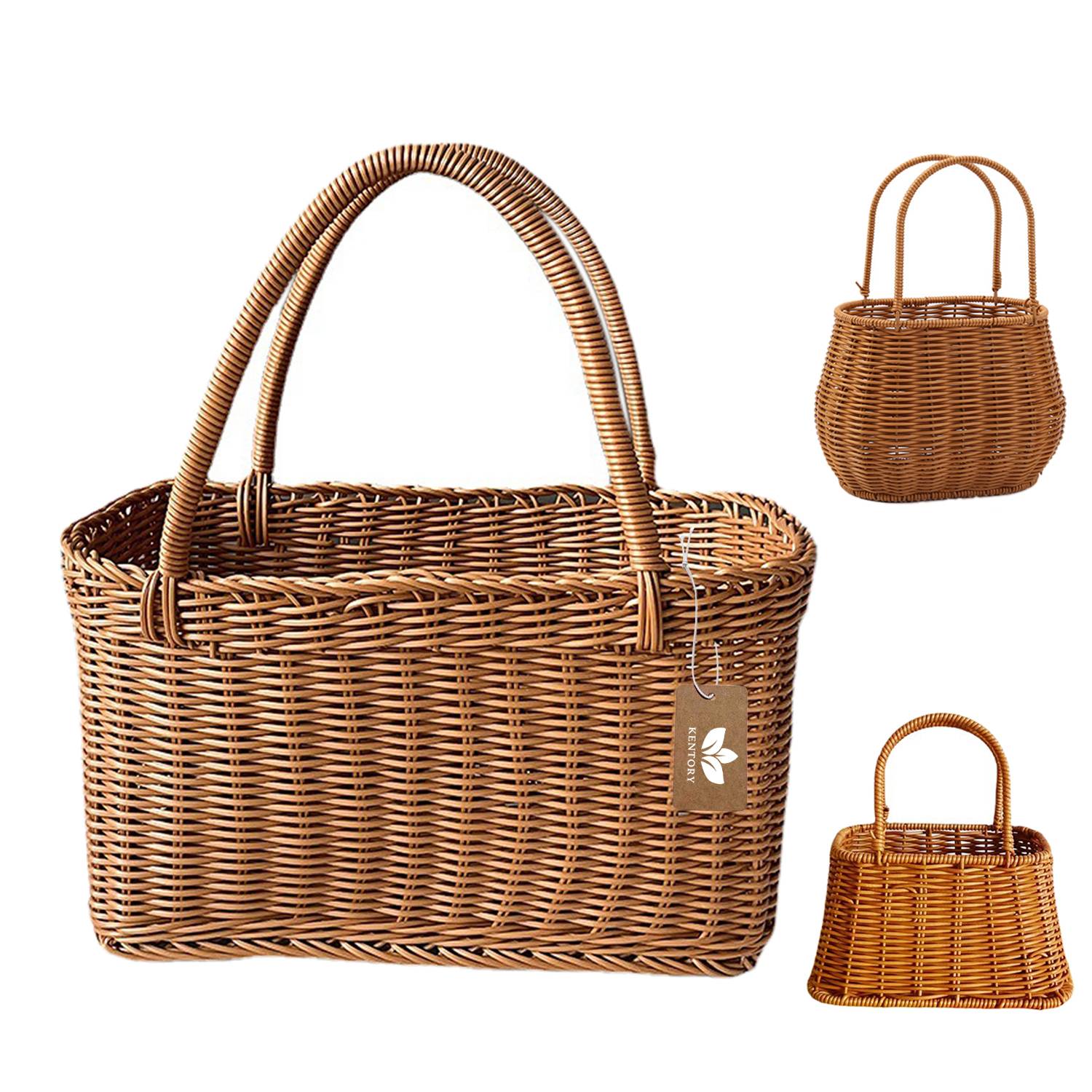 Rattan Grocery Woven Picnic Basket With Handle 2