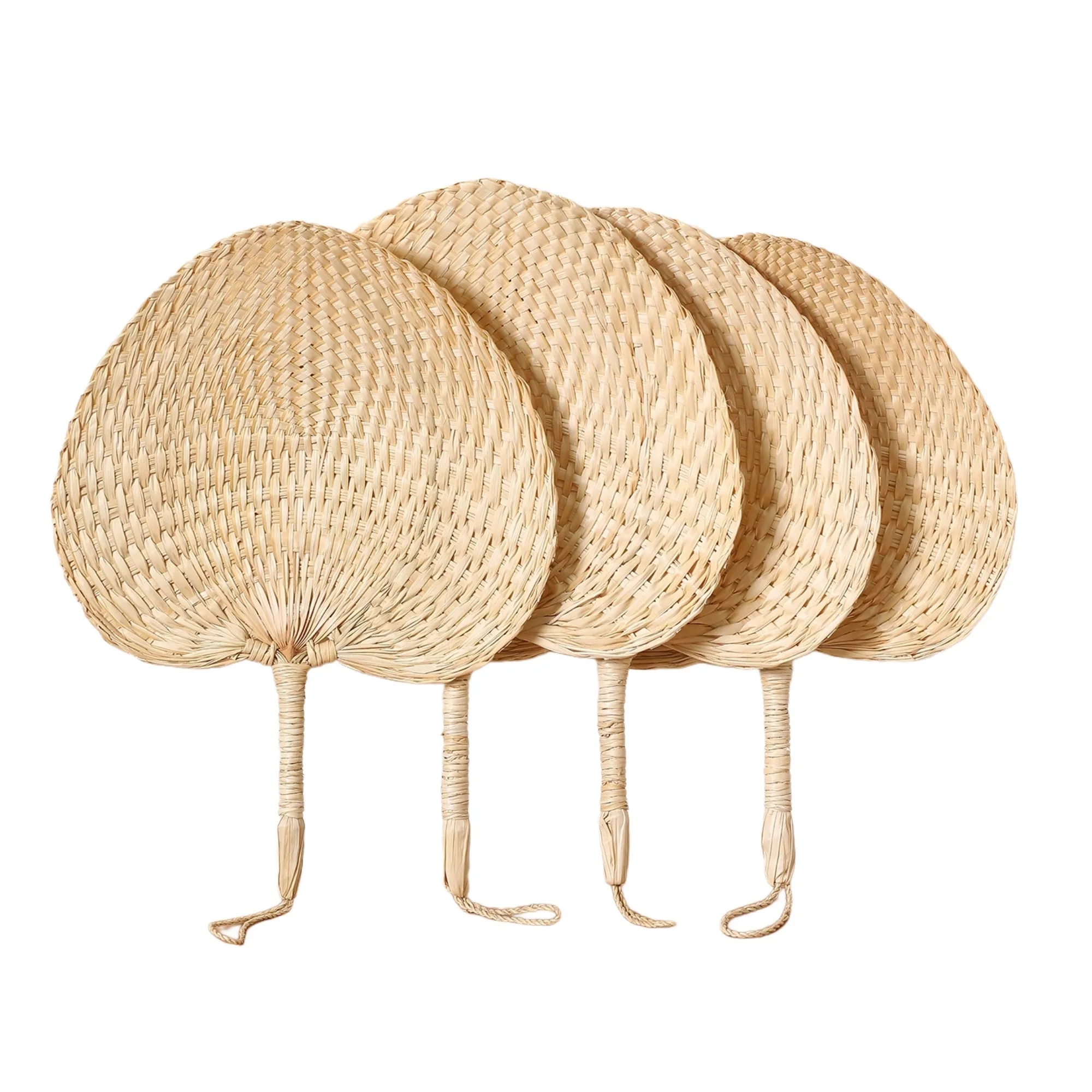 Vacation Natural Embroidered Patchwork Handmade Palm Fan 4