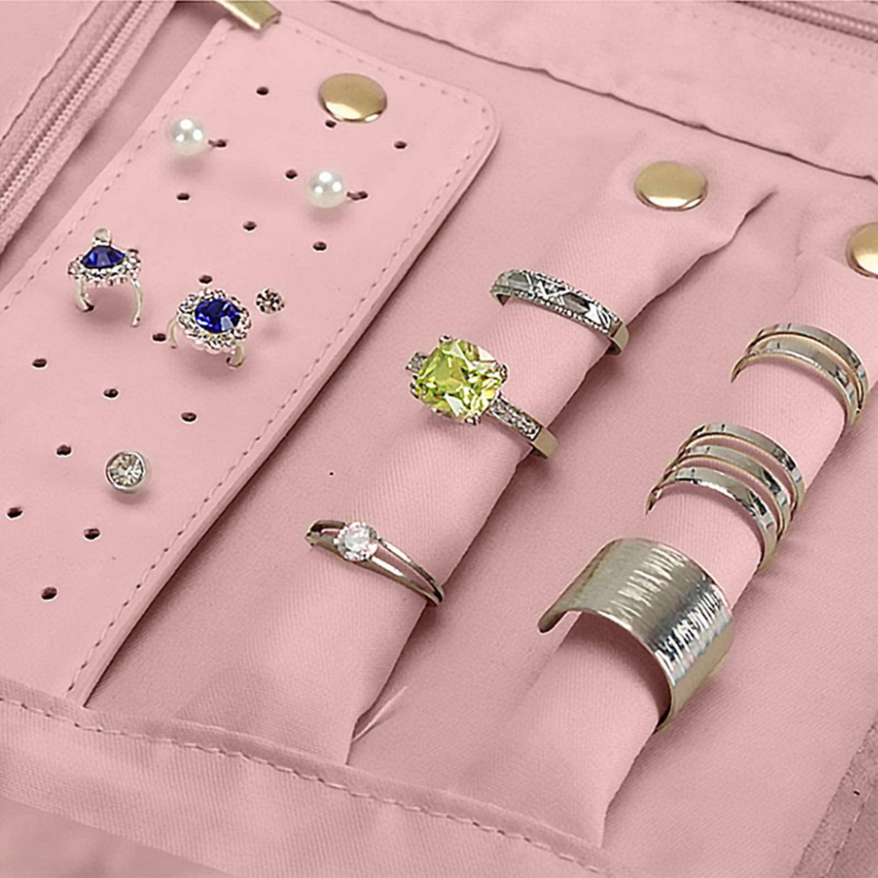 Travel Jewelry Organizer Roll Foldable Case 6