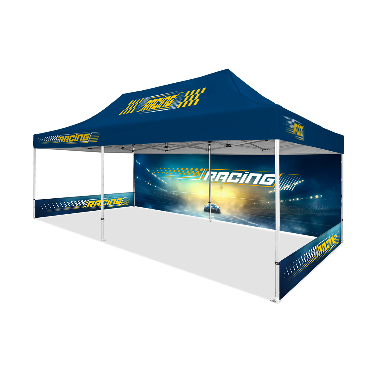 13'x26' Premium Hex Aluminum Frame Tent w/Rear Wall & Half Side Walls 2