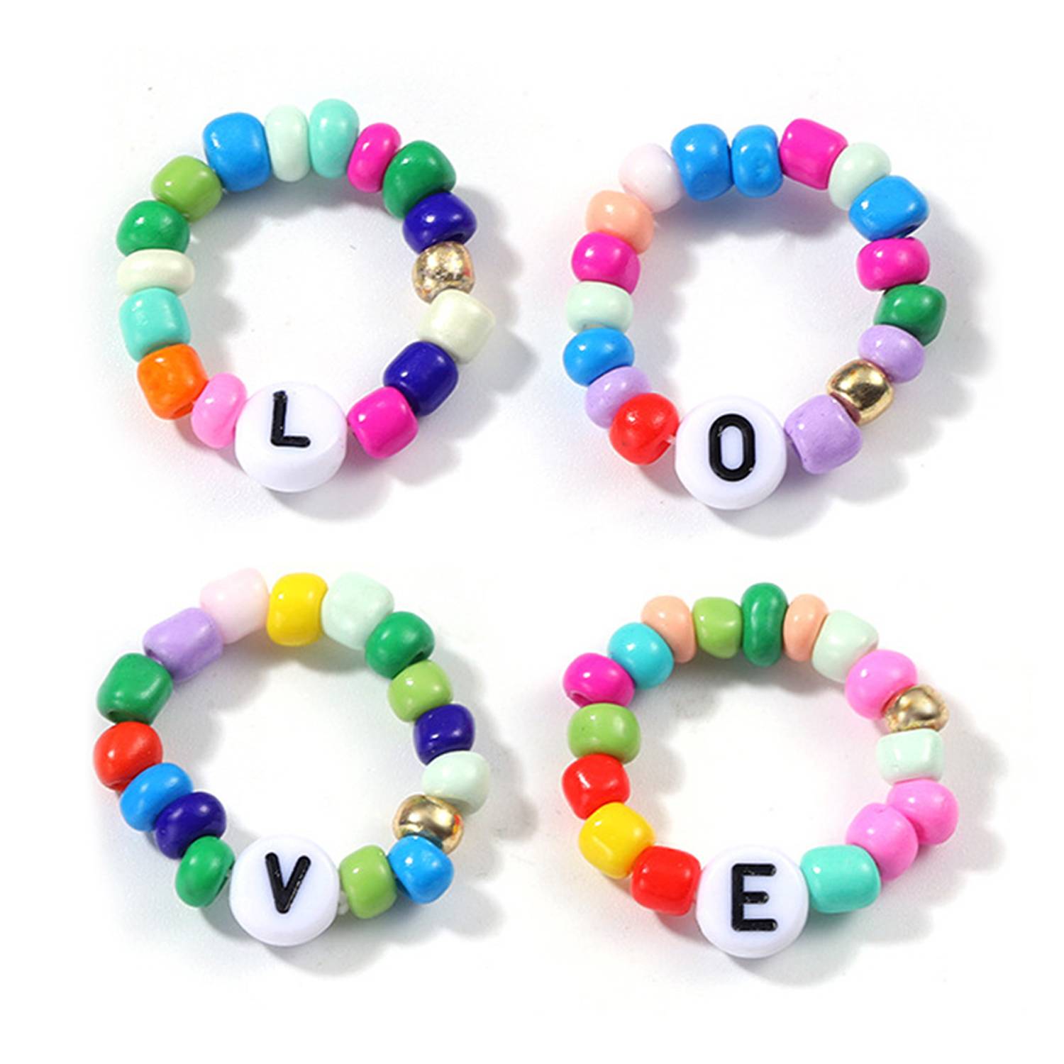 Plastic Stylish stretch beaded rings 2