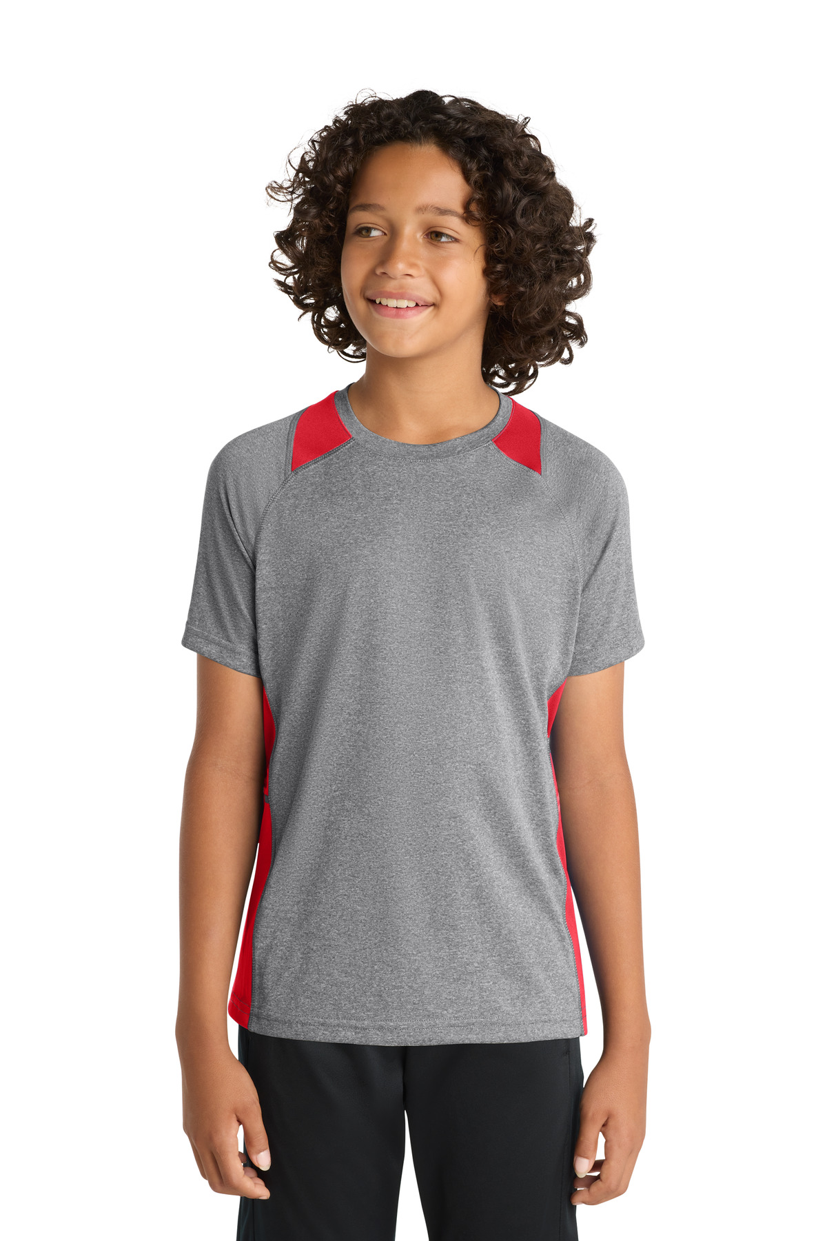 Sport-Tek Youth Heather Colorblock Contender Tee. YST361 40
