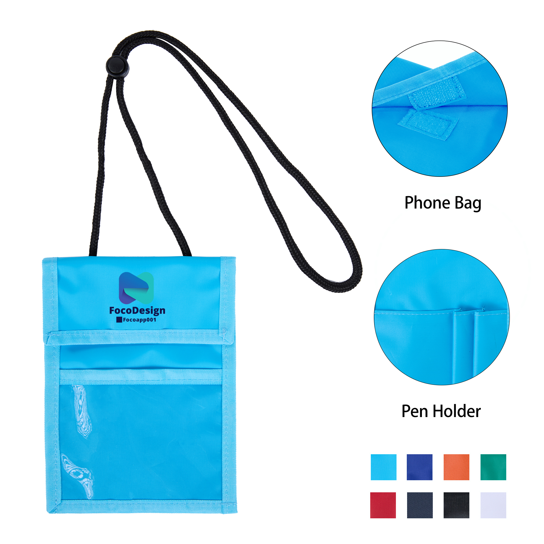 Premium Clear Window Pouch Wallet With Lanyard W/Back Pen Holder 3