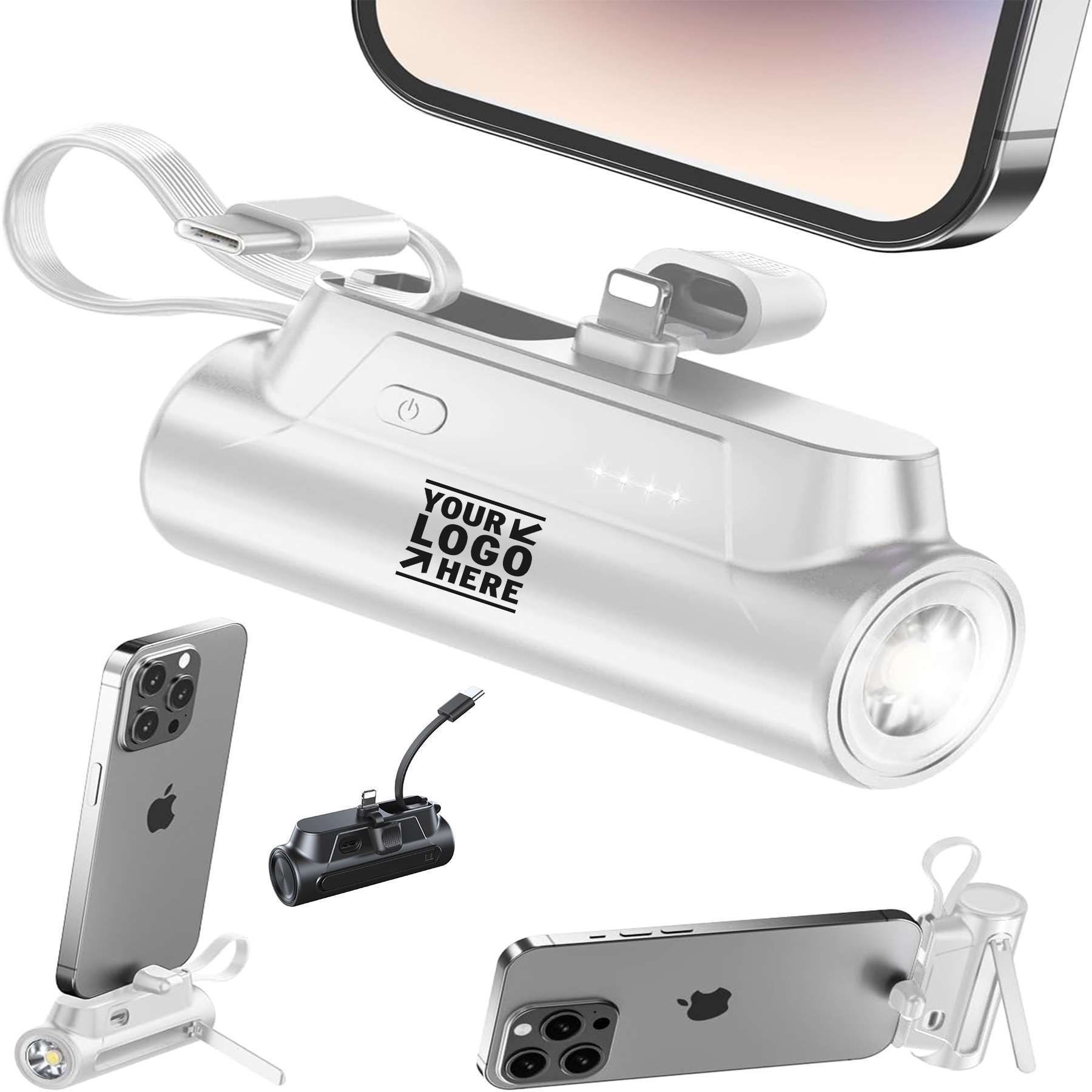 8000mAh Portable 5V3.1A Small Portable Cute Phone Fast Charger Power Bank with Flashlight 2