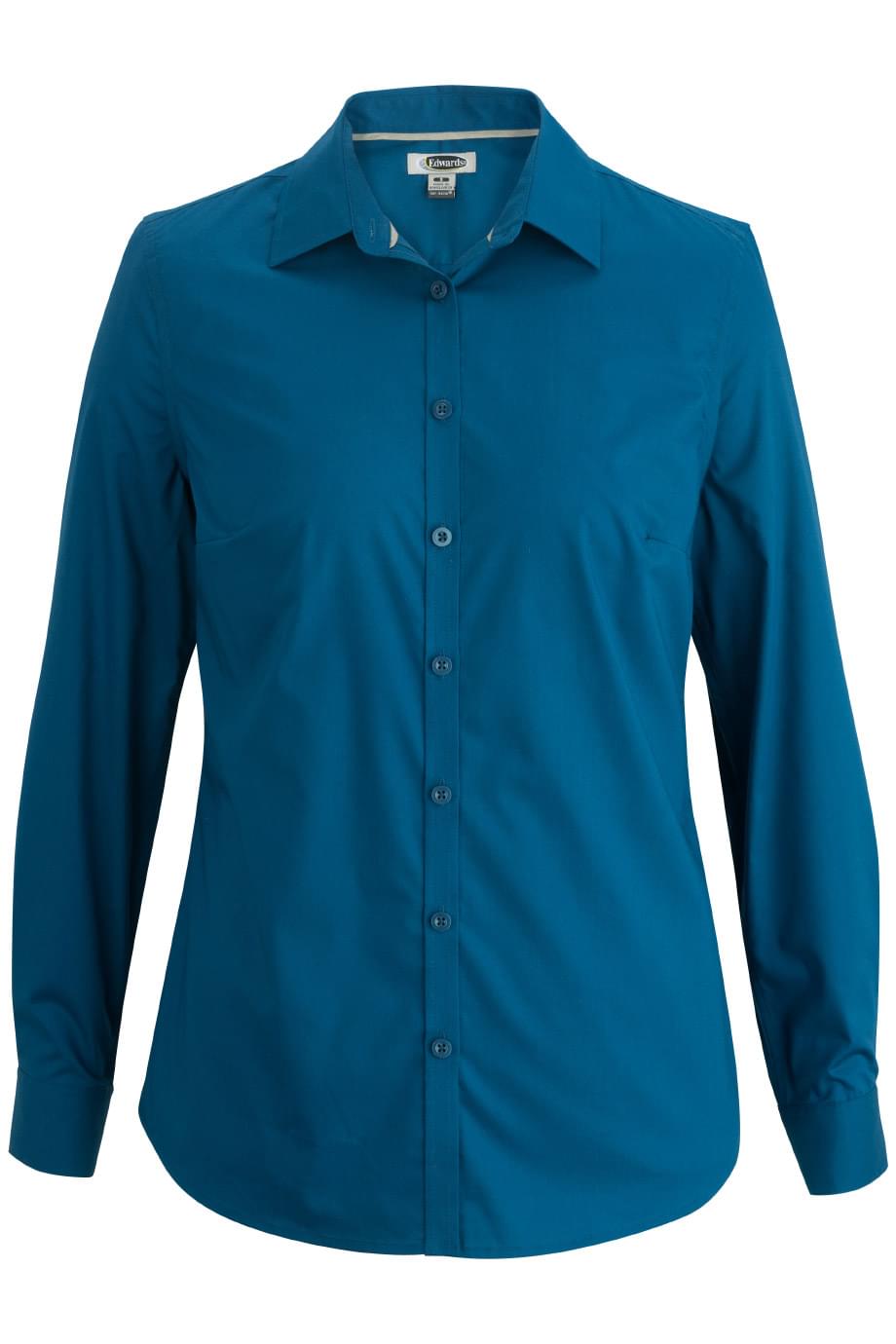 Ladies Long Sleeve Stretch Broadcloth Blouse 5