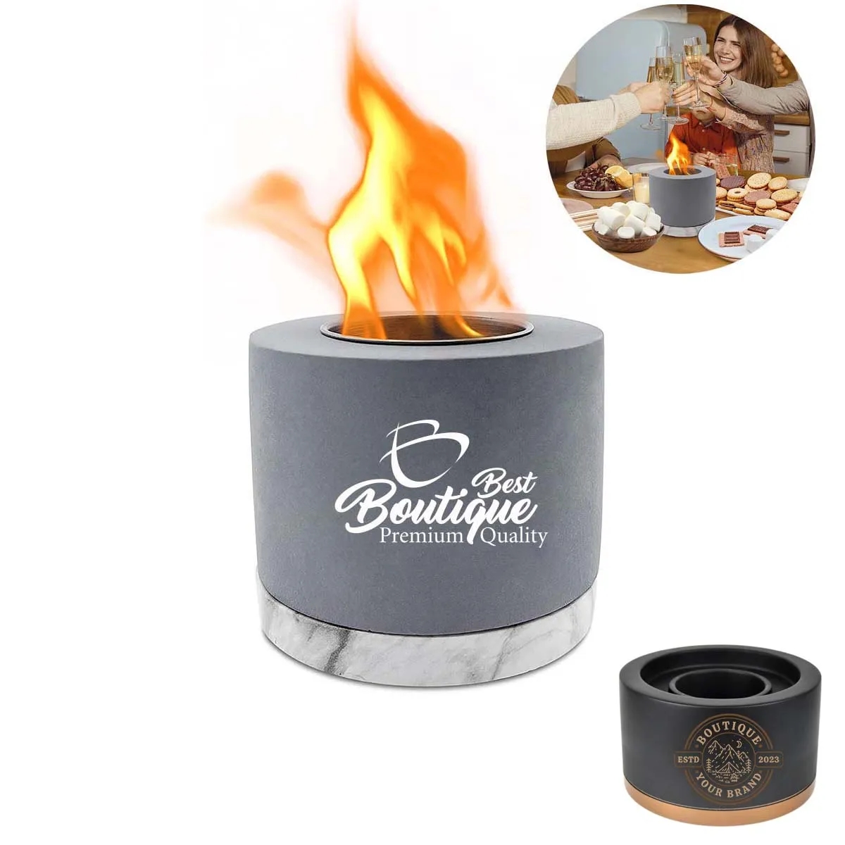 Concrete Tabletop Mini Portable Smokefree Fire Pit Bowl 1