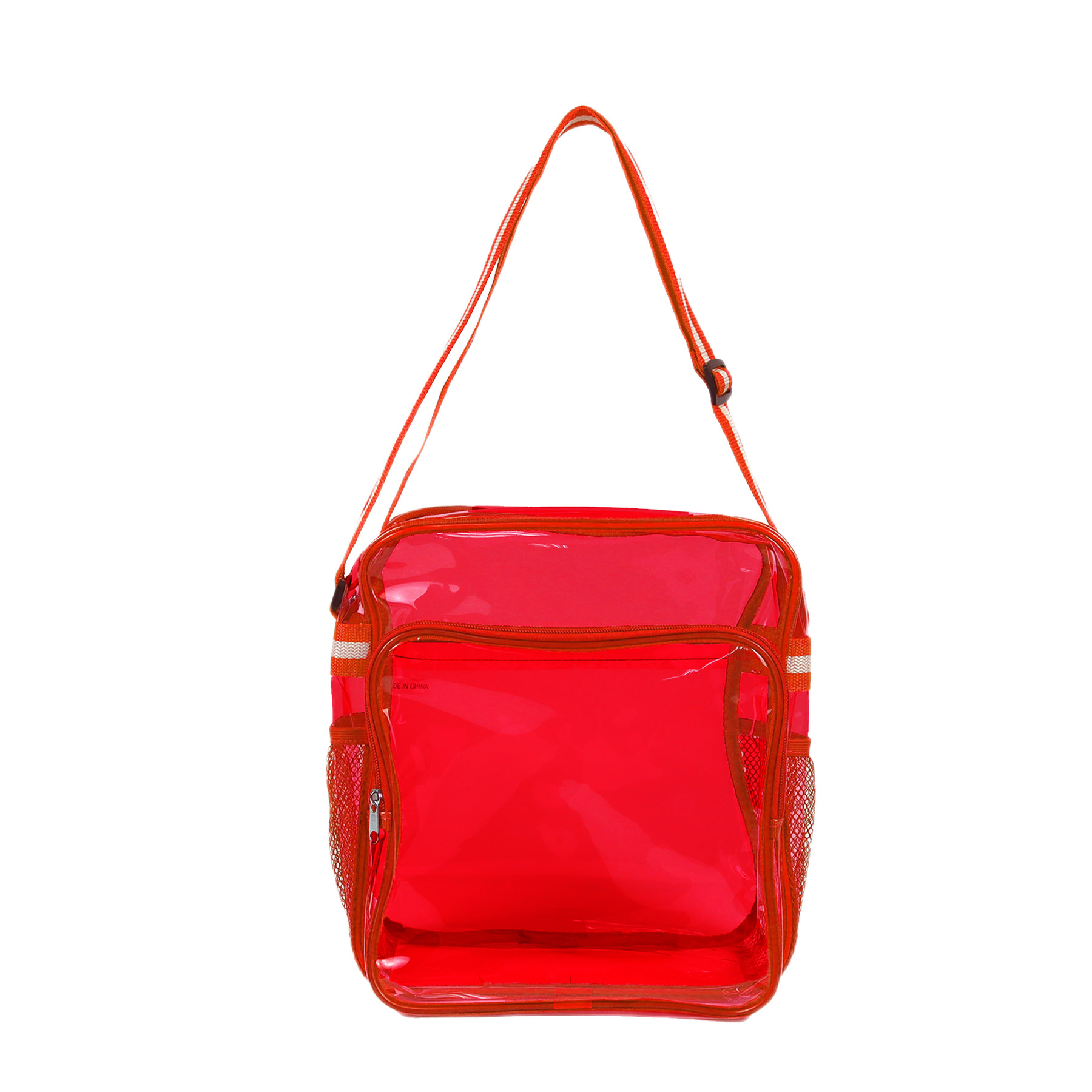 Clear Zipper Small Messenger w/Striped Sling 2