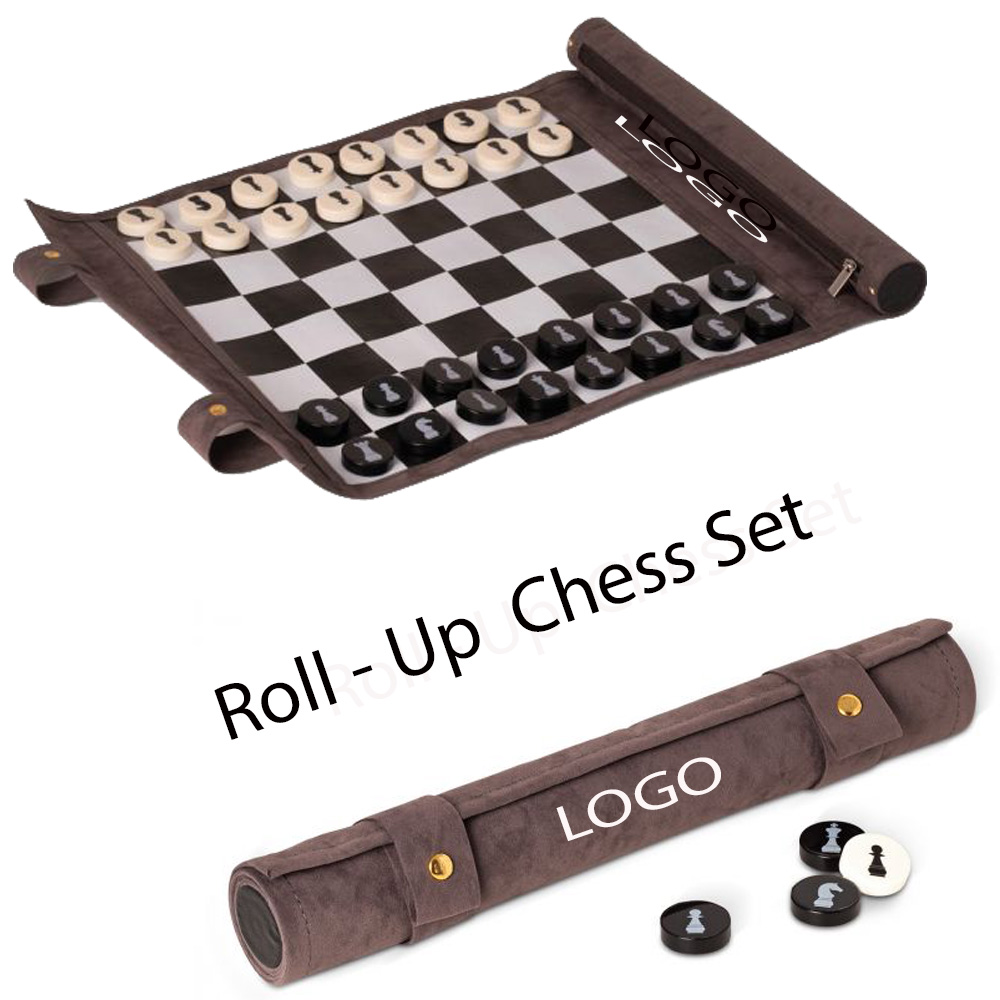 SUEDEROLL-UP CHESS TRAVEL SET 1