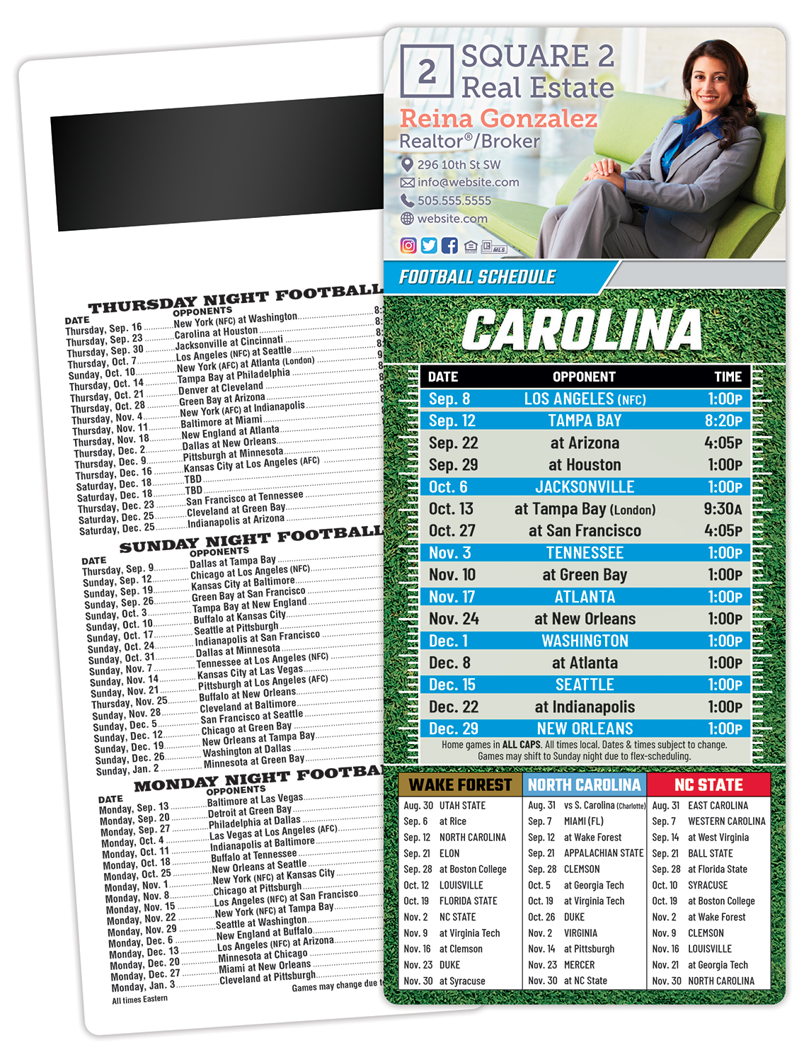 Football Schedule Laminated Card/Postcard with Magnet Strip 3.5x8.5 - 14 pt. 1