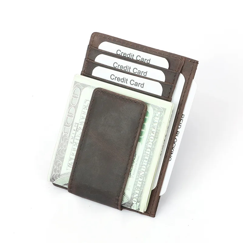 RFID Blocking Leather Card Holder Slim Front Pocket Wallet 7