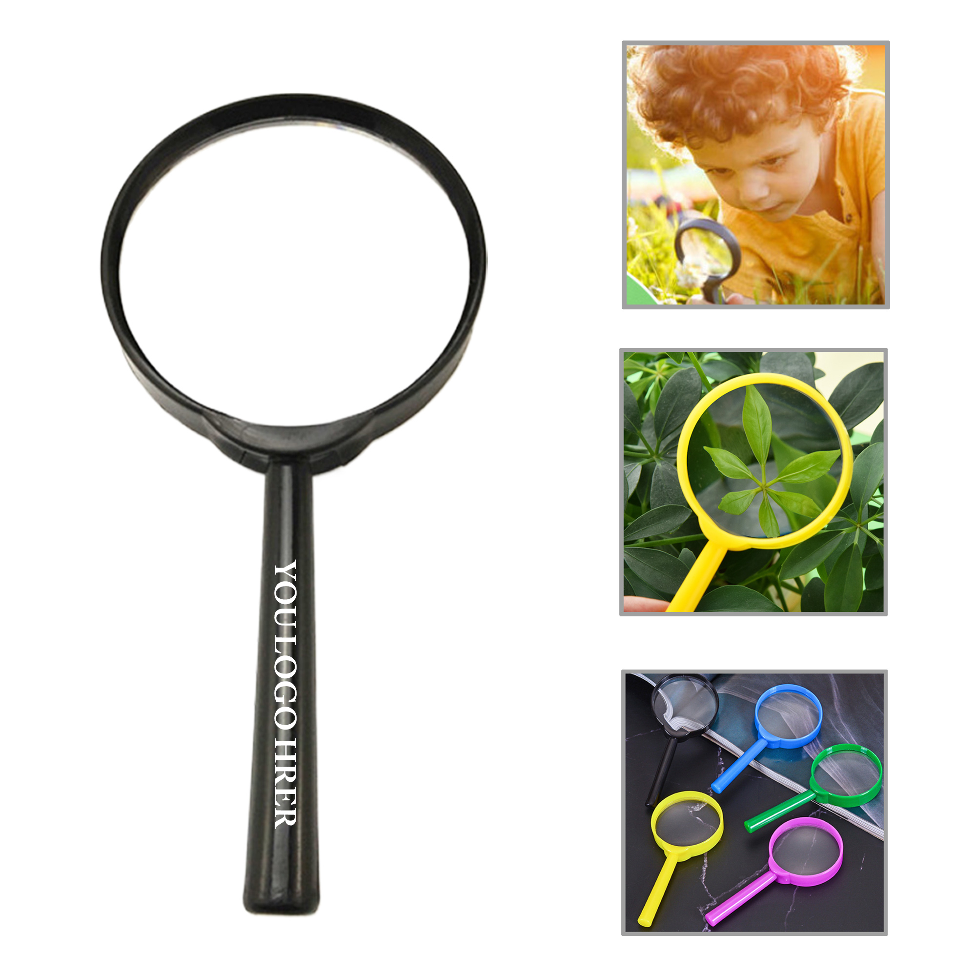 MOQ100 Handheld 60mm 3X Plastic Magnifying Glass 4