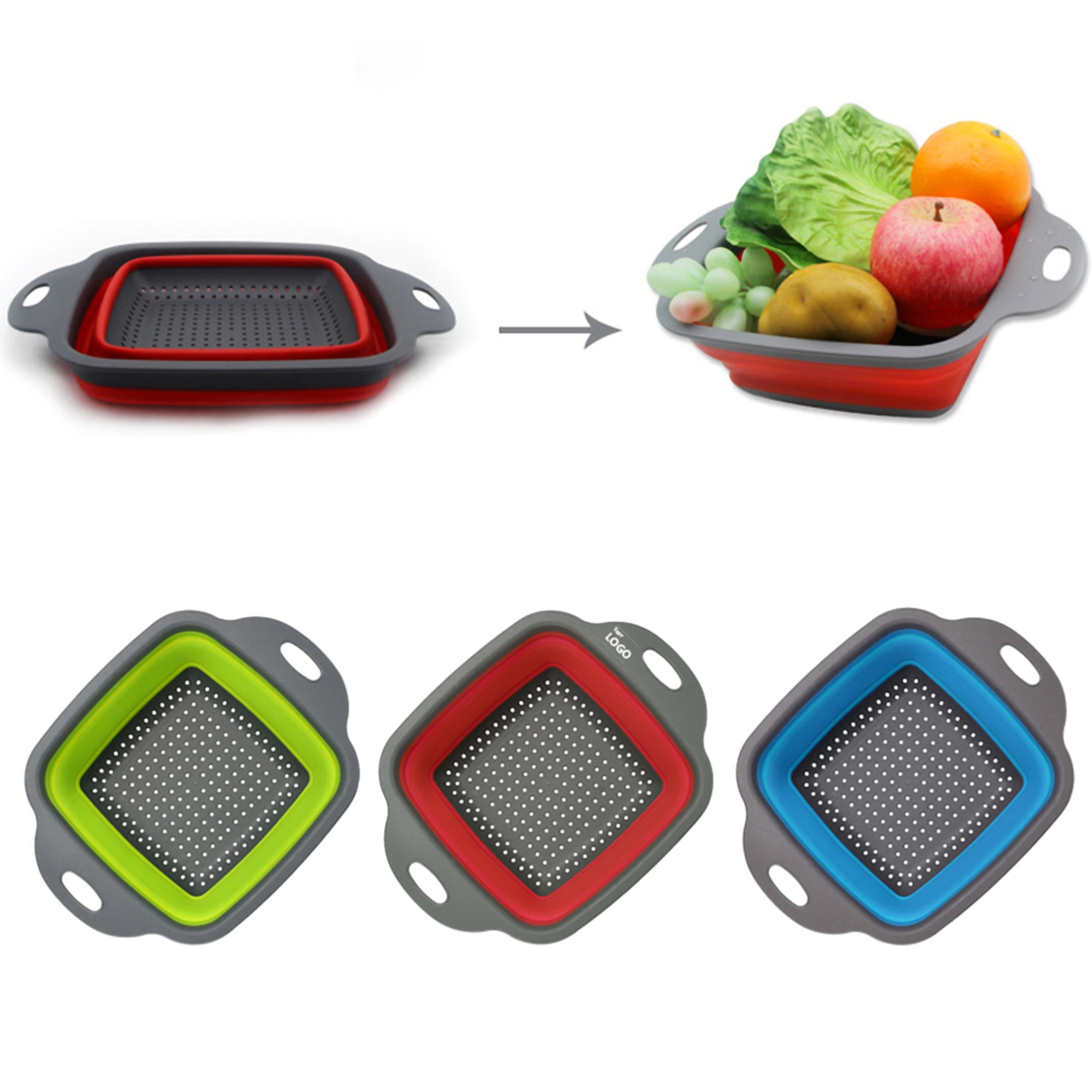 Small Square Collapsible Silicone Strainer 5