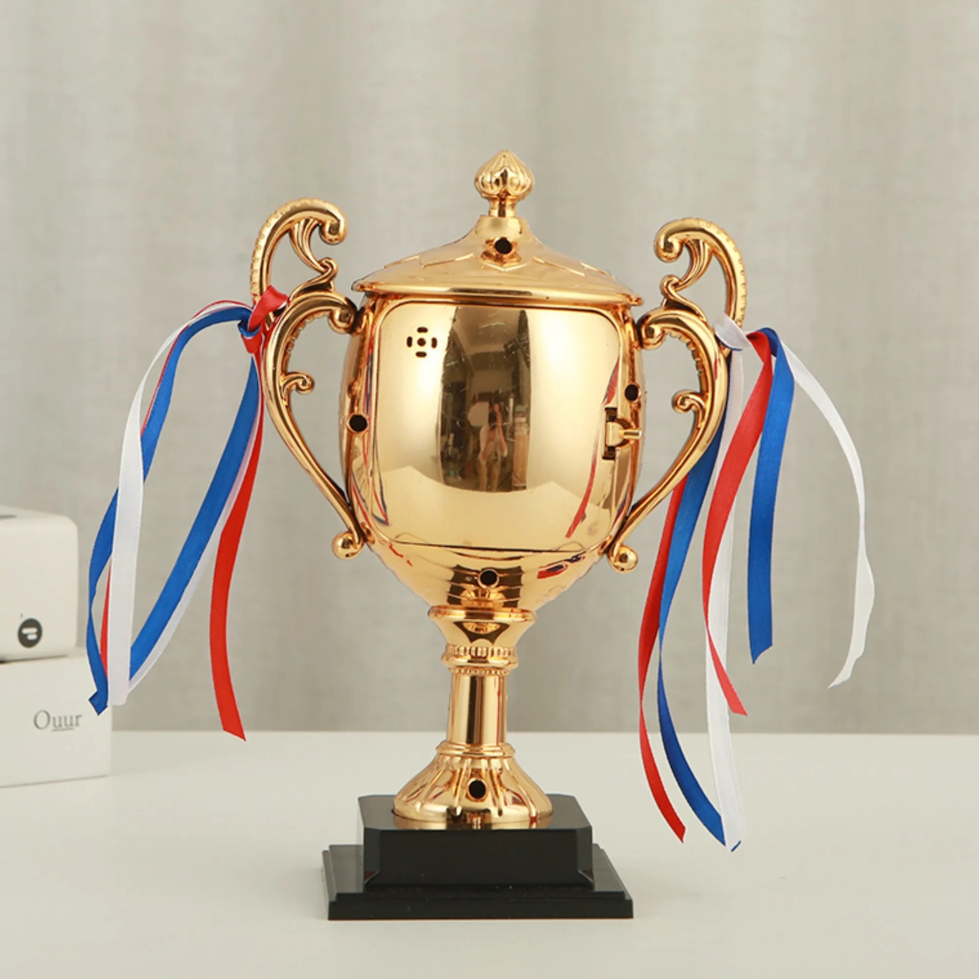 Trophy - Shaped Desk Clock, Custom Logo, Corporate Award 3