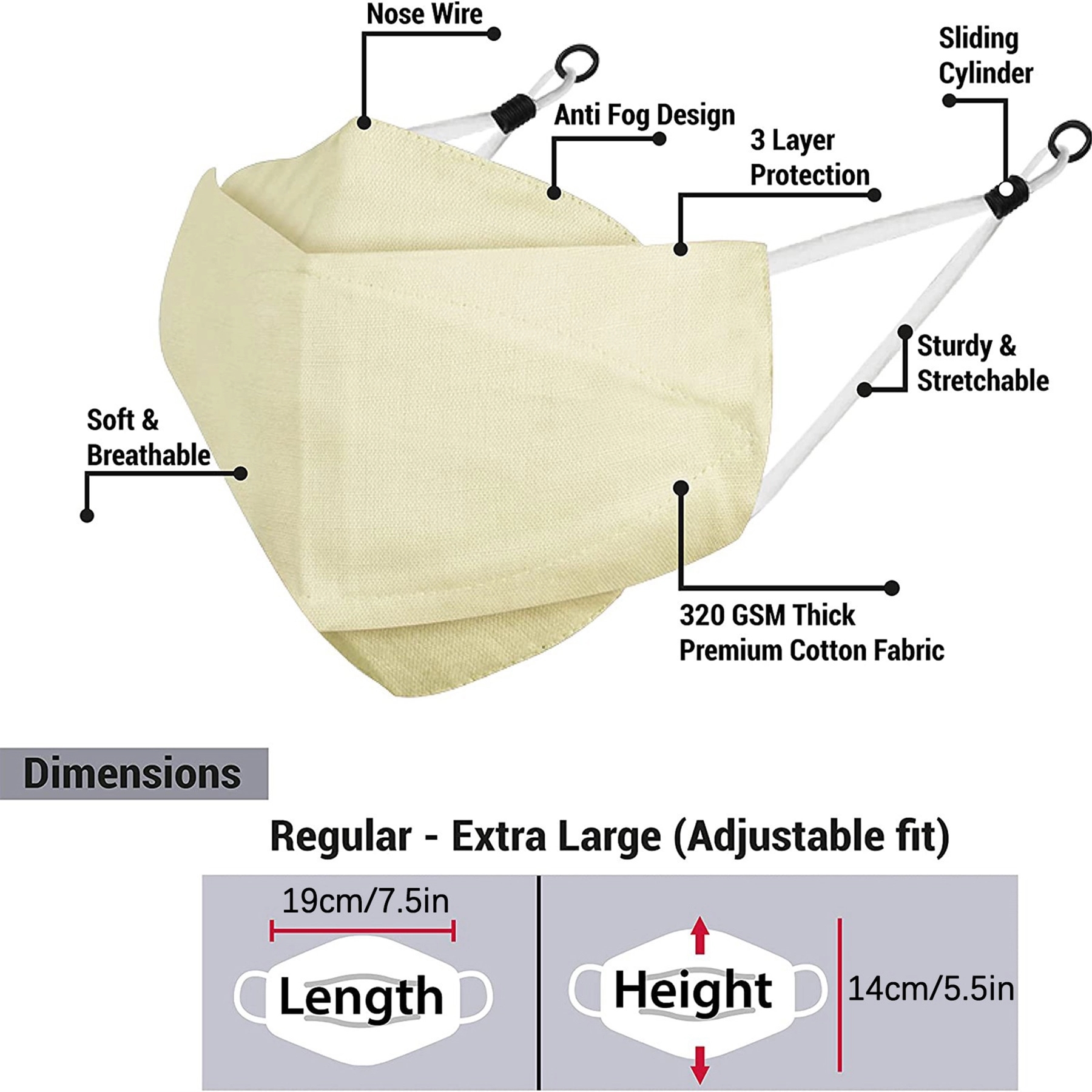 Reusable Cloth Face Masks  Cotton Washable Adjustable 3