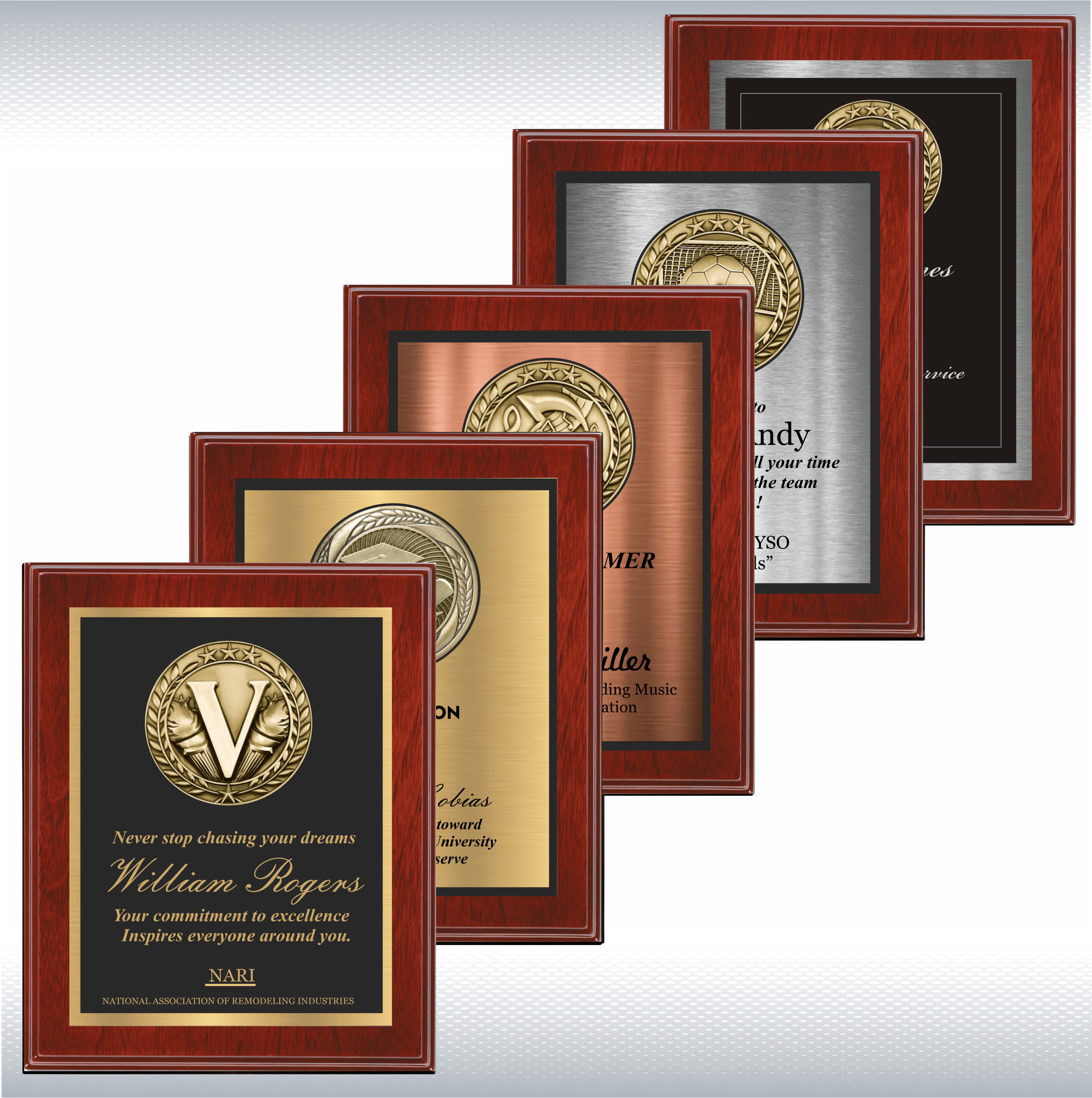 Mahogany Finish Plaque w/Medallion Over Double Plate 12