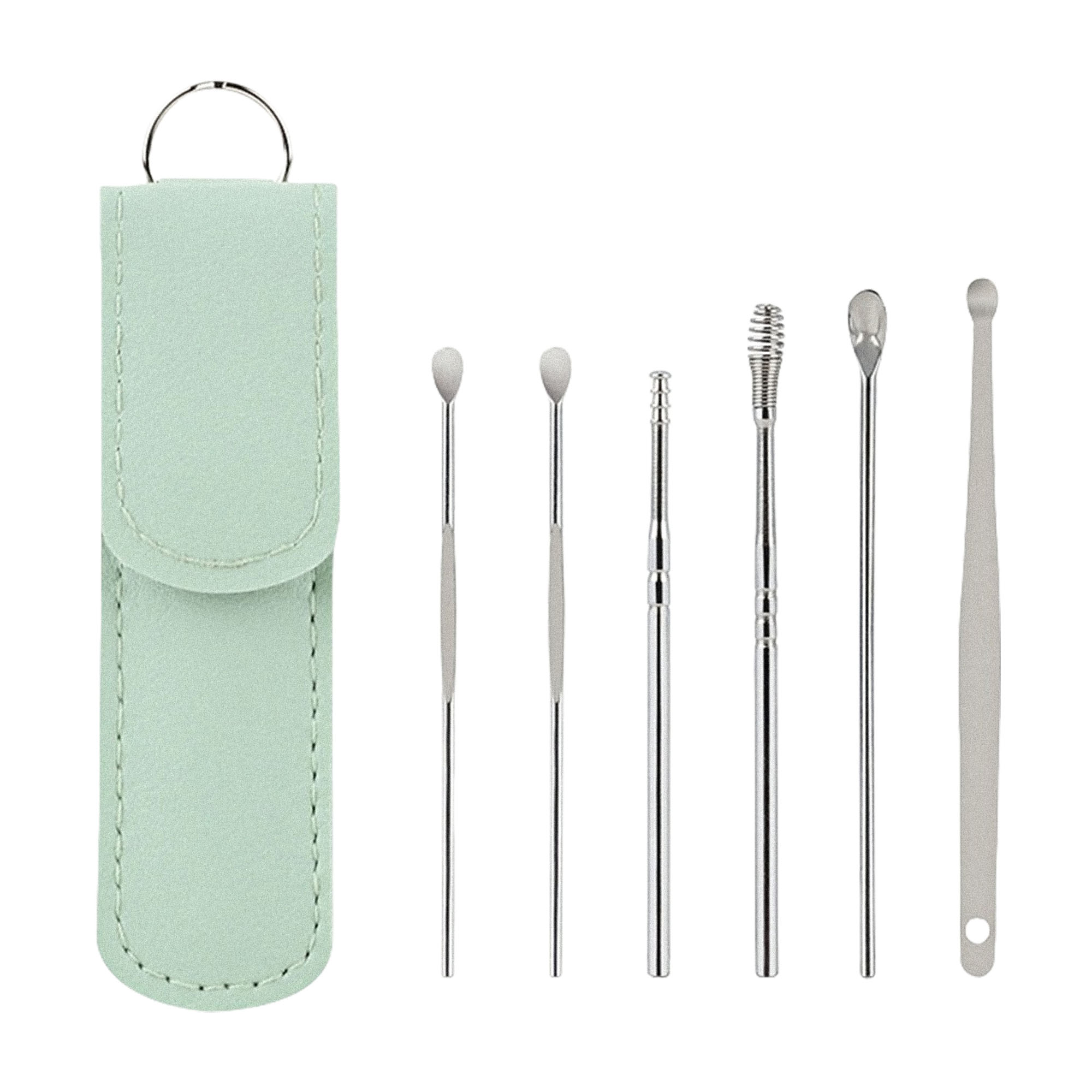 6-Piece Spiral Earwax Cleaner Kit with PU Leather Case, Portable Ear Pick Set for Home Use. 7
