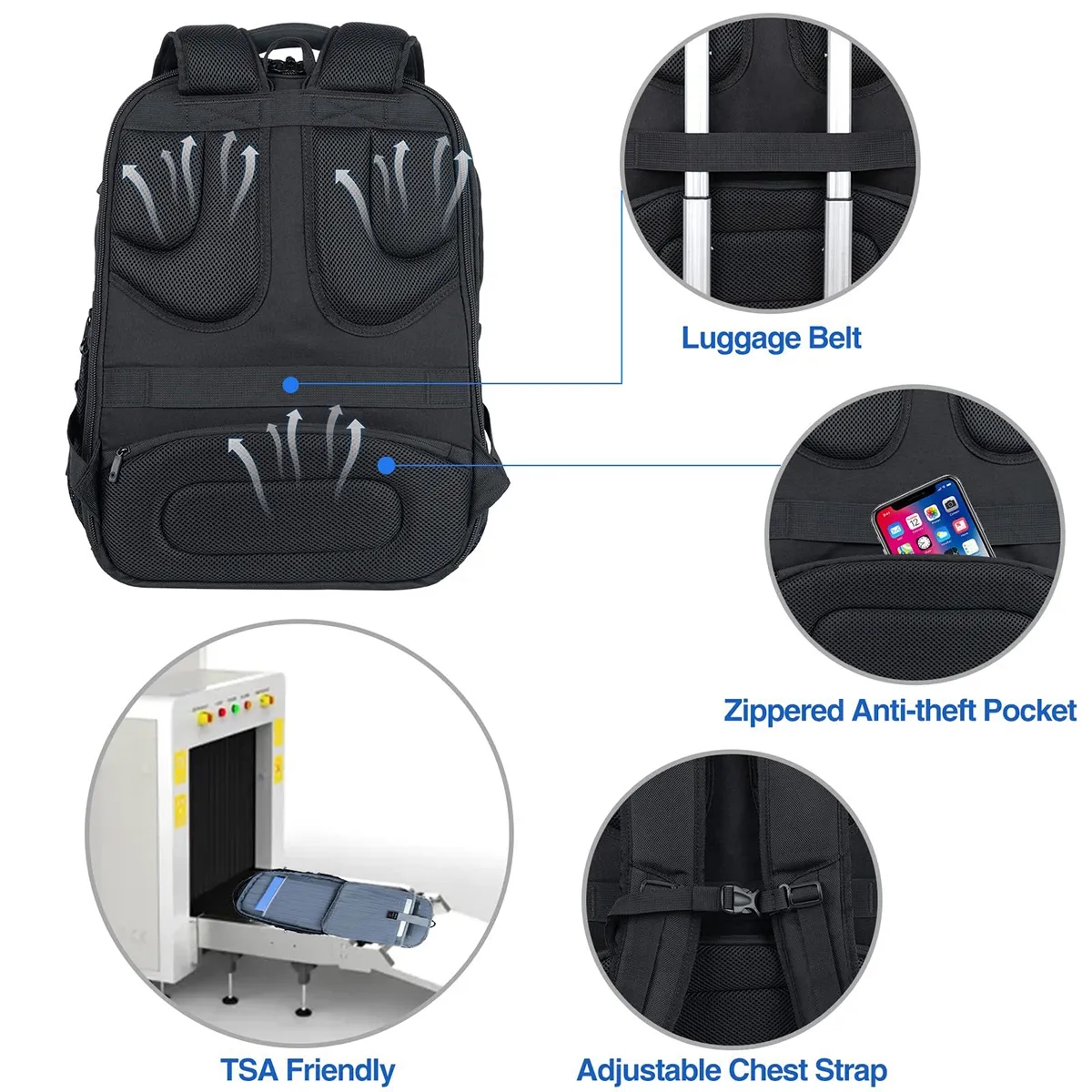 Extra Large Laptop Backpack Business Heavy Duty USB Port 2