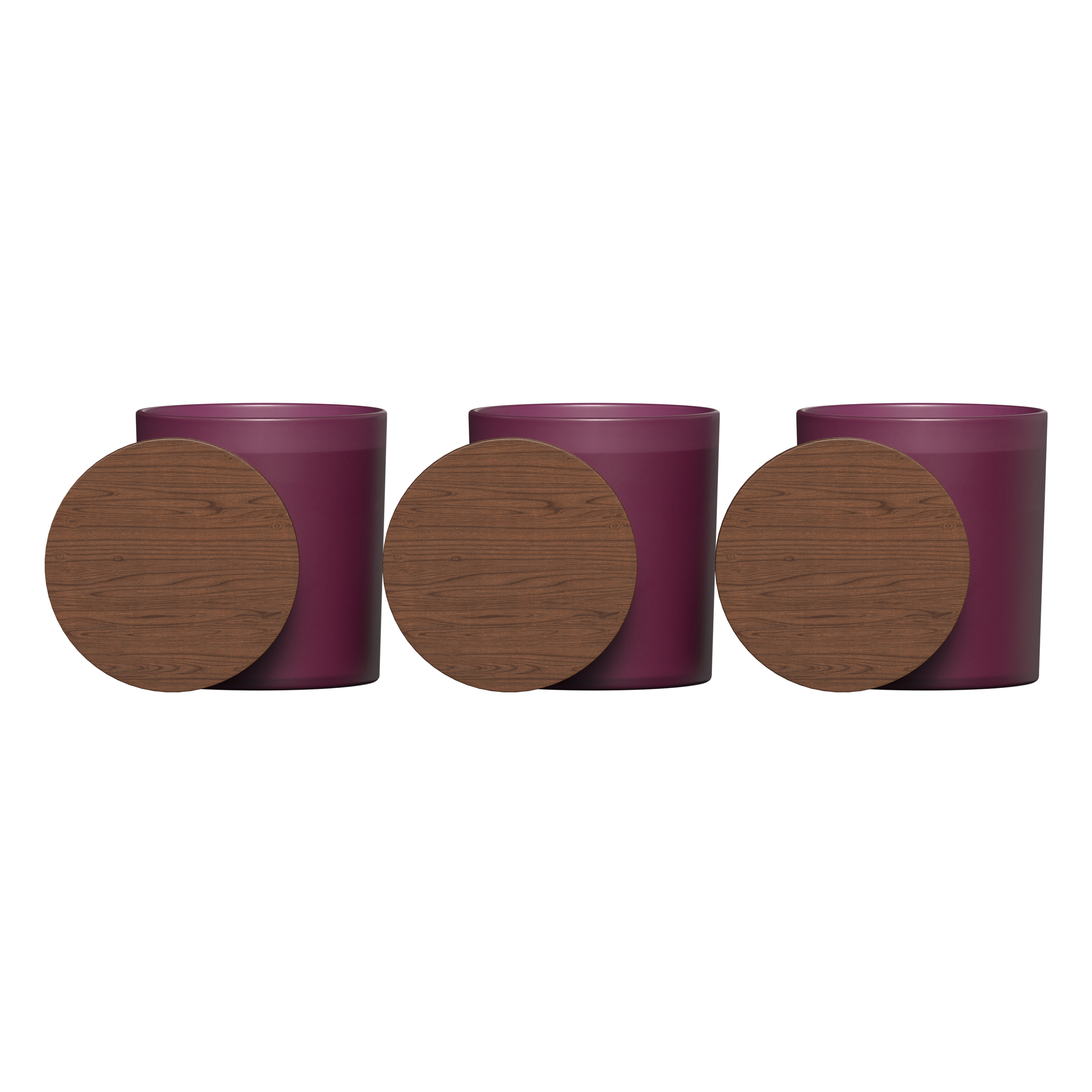 Vista glass candle 3-pack with acacia wood lids 5