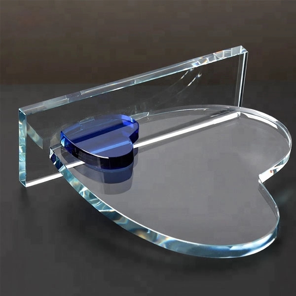Clear Heart shaped Crystal Award Trophy 4