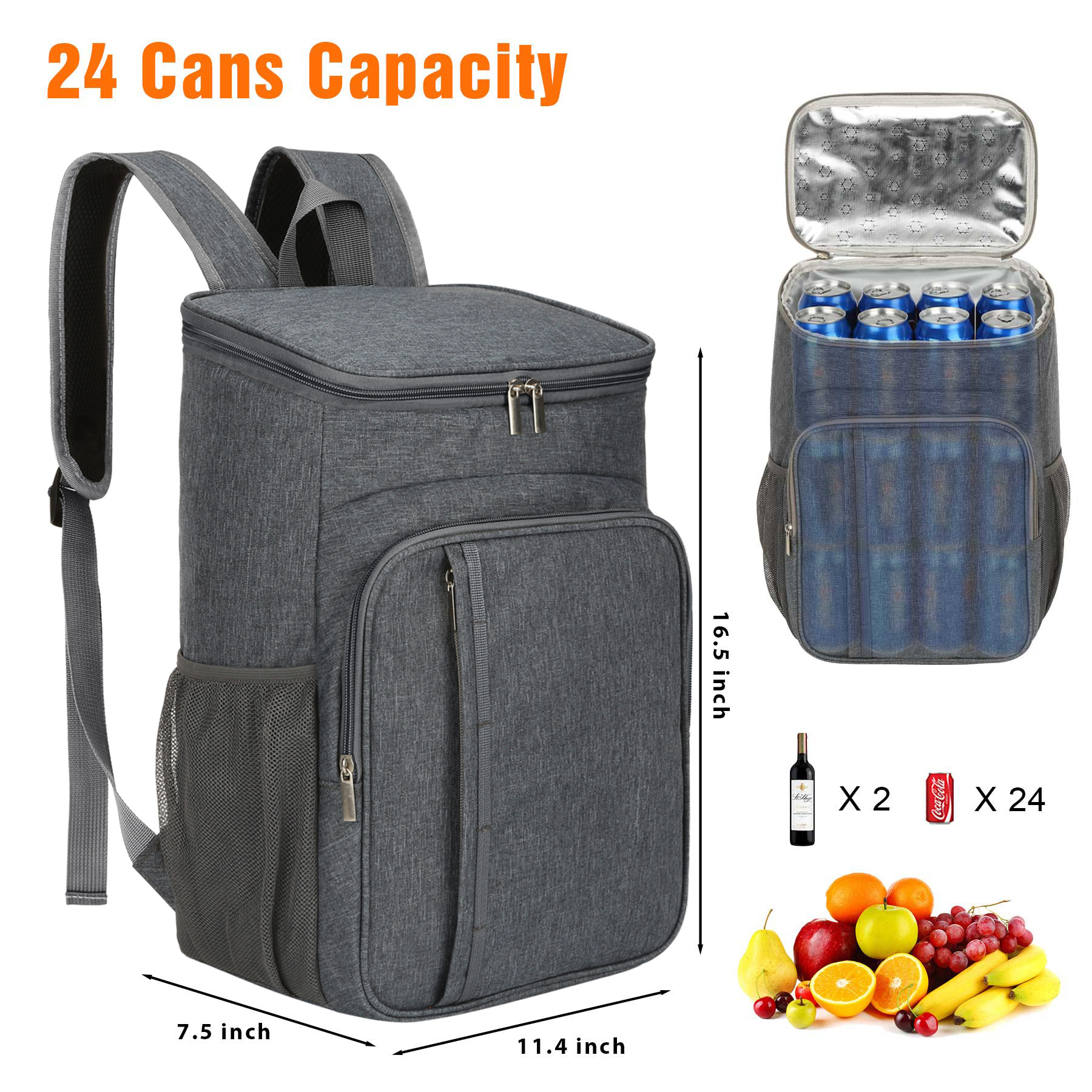 24 Can Insulated Backpack Cooler Bag 13
