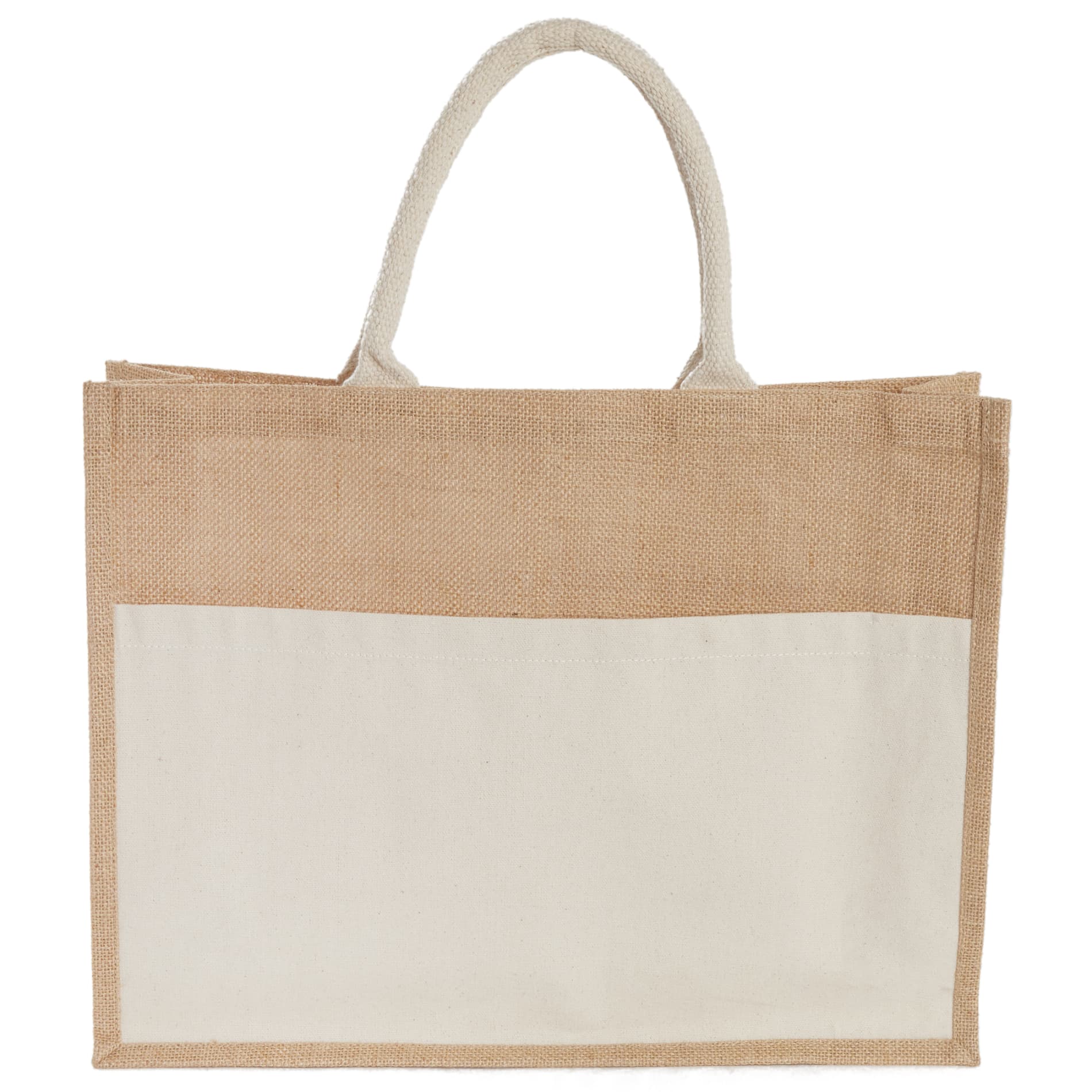 Jute Shopper Tote with Recycled Cotton Pocket, custom tote bag with logo imprint 56