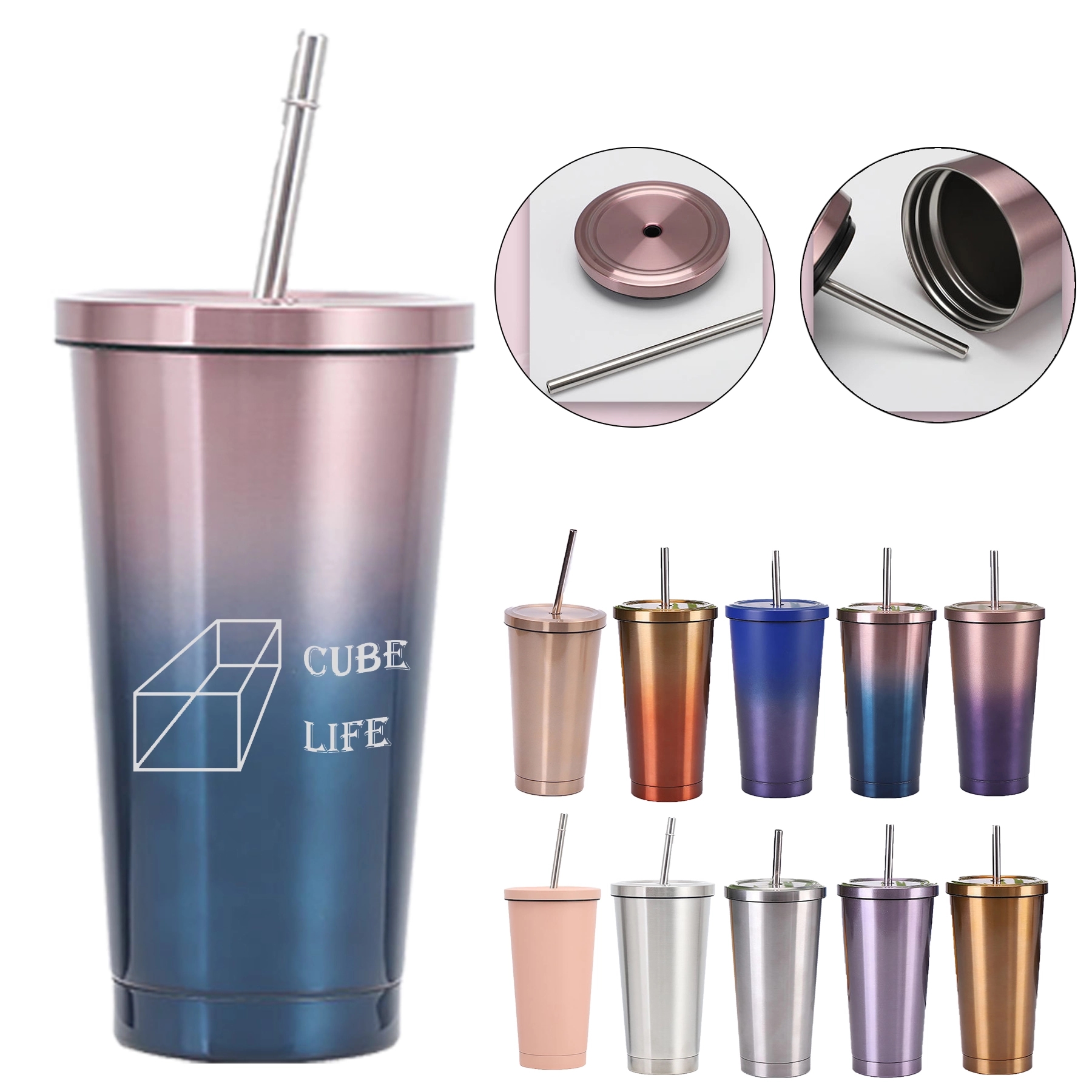 Insulated Stainless Steel Water Bottles with Straw 20 Oz 2
