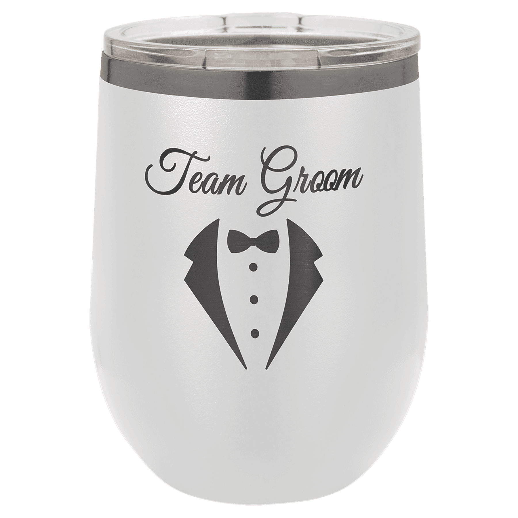 Polar Camel 12 oz. White/Ghost Black ION-Plated Stemless Wine Tumbler withLid 2