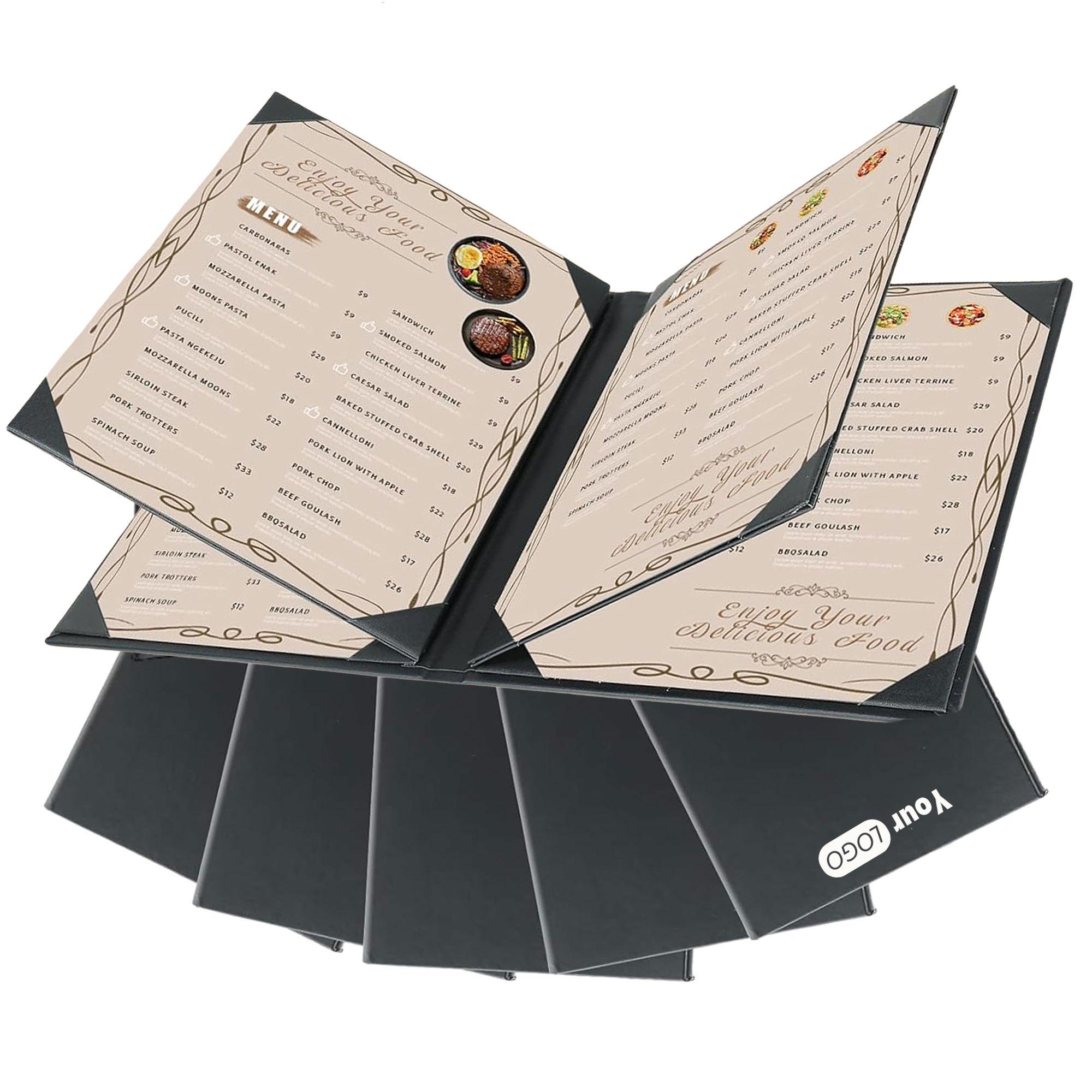 Leather 4 Page Menu Holder Covers 2
