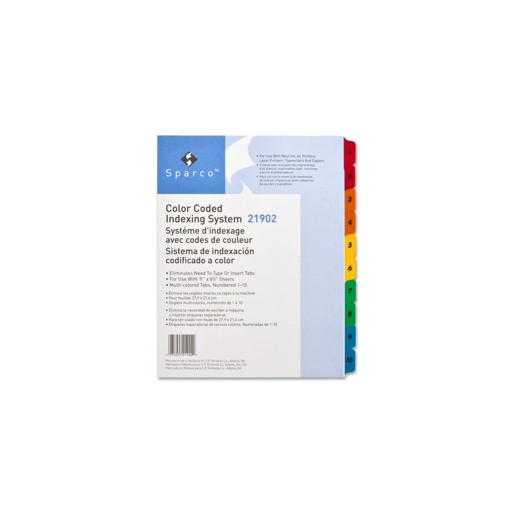 Index Dividers - 10 Tabs 1-10 Assorted Color Tabs 2