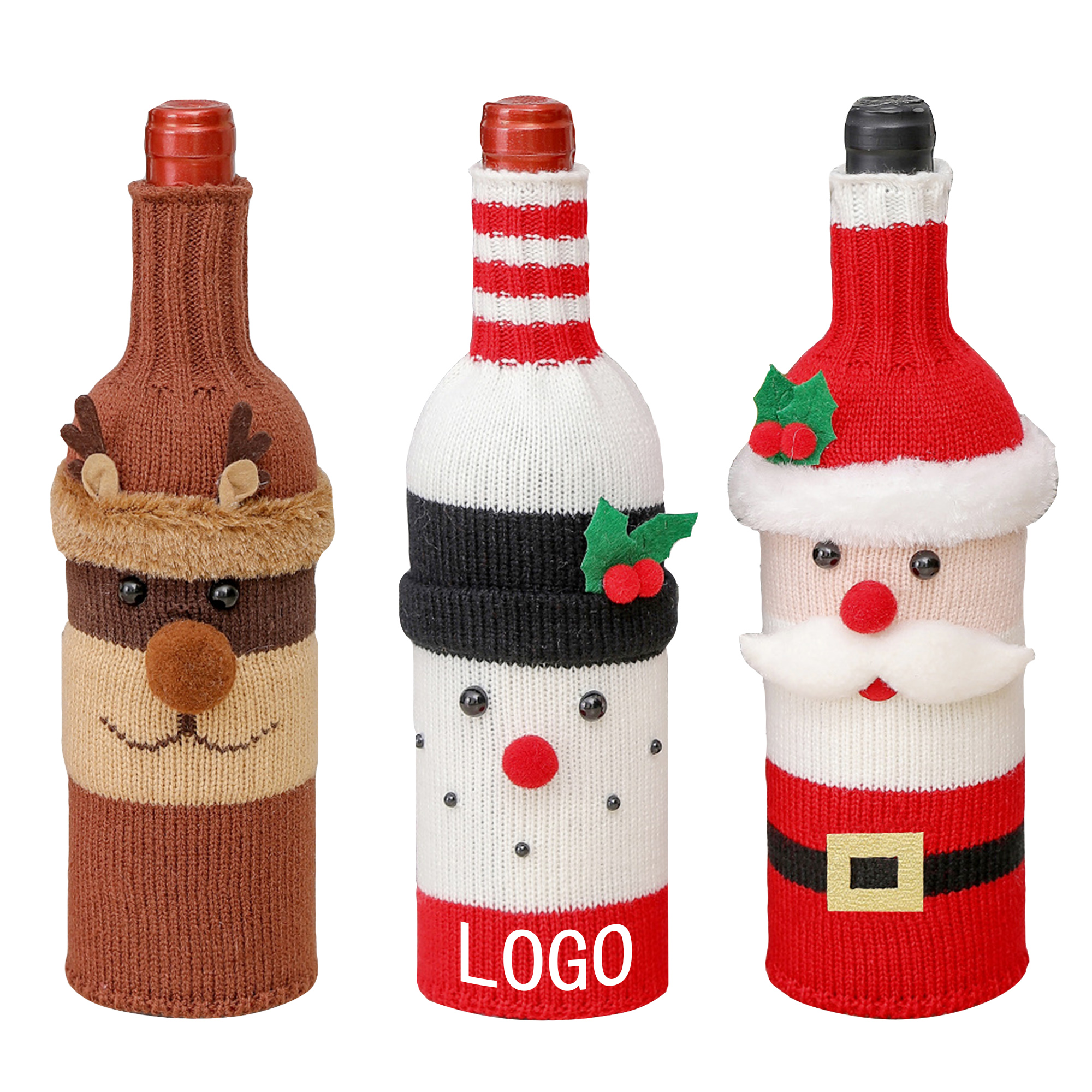 Christmas Knit Wine Bottle Cover 2