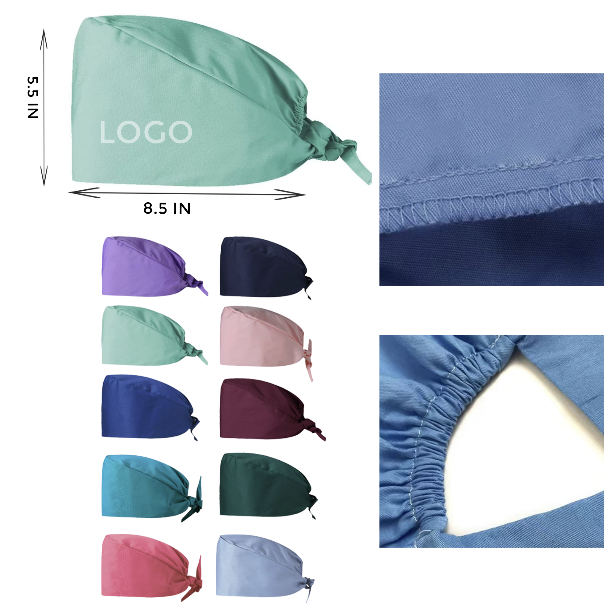 MOQ 10 PCS Versatile Pure Cotton Nurse Cap 2