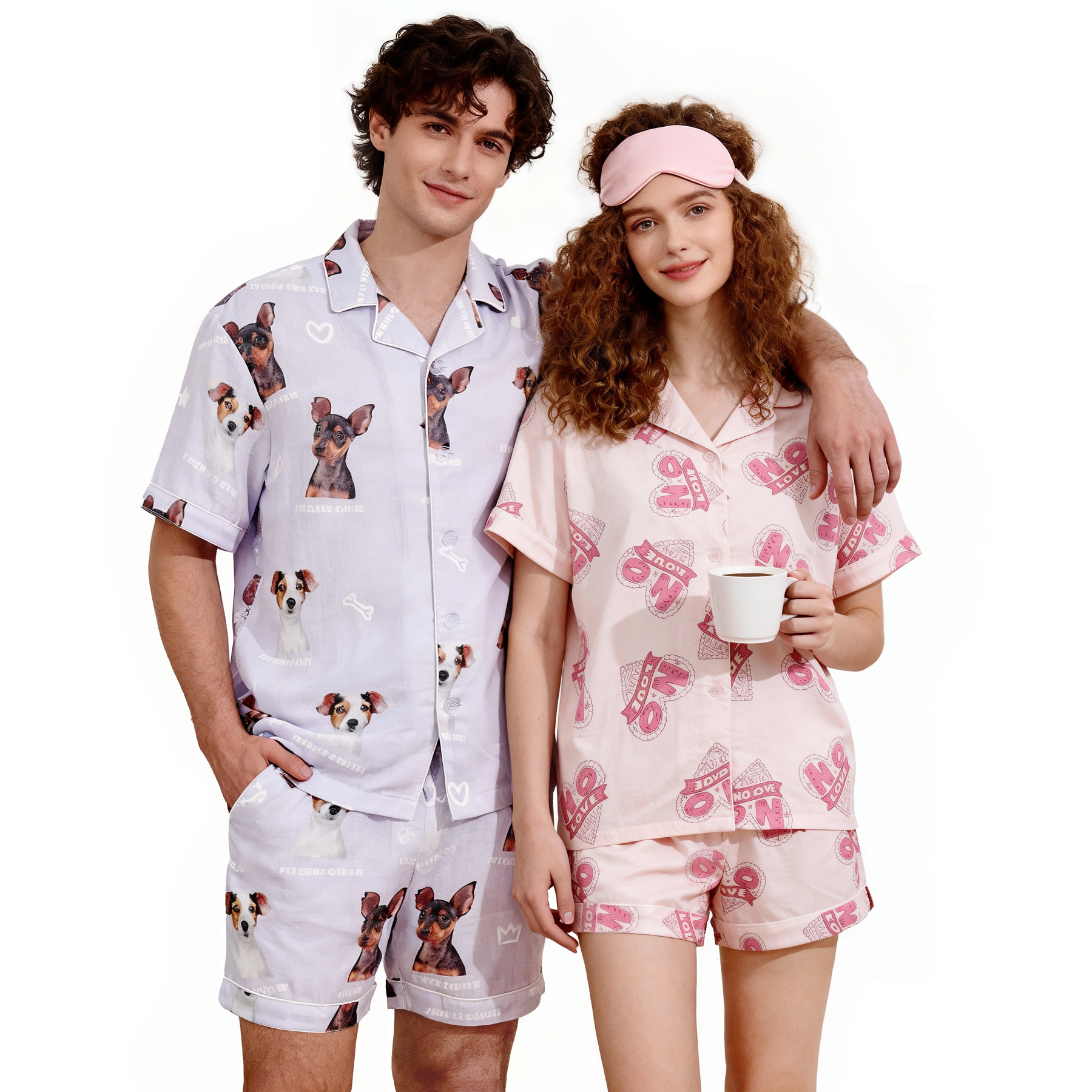 100% Cotton Double-Gauze Short Sleeve Pajamas Set 10