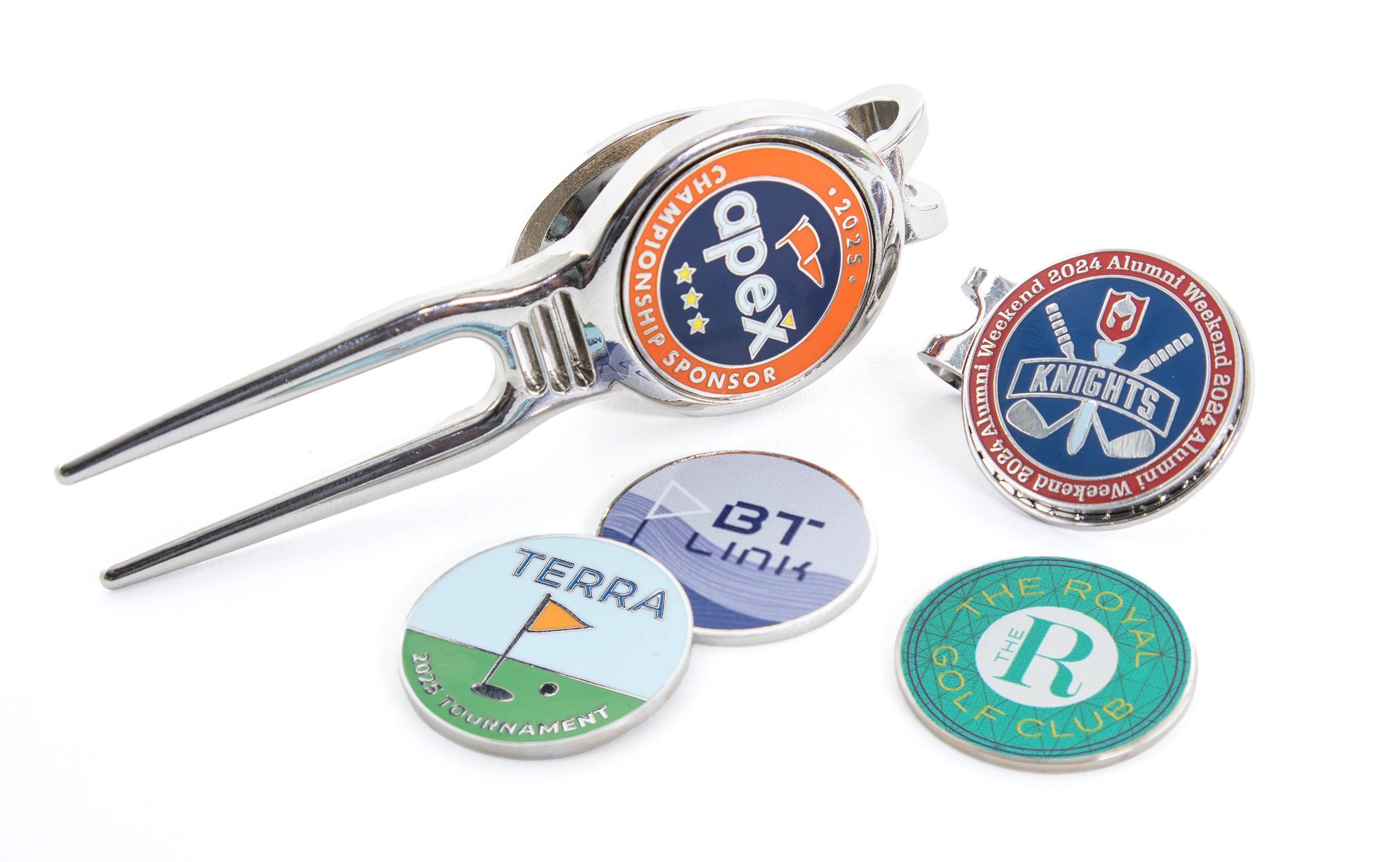 Golf Ball Markers with Divot Fixer