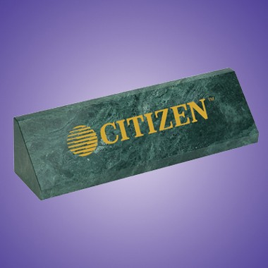 GREEN MARBLE DESKTOP WEDGE PAPERWEIGHT 1